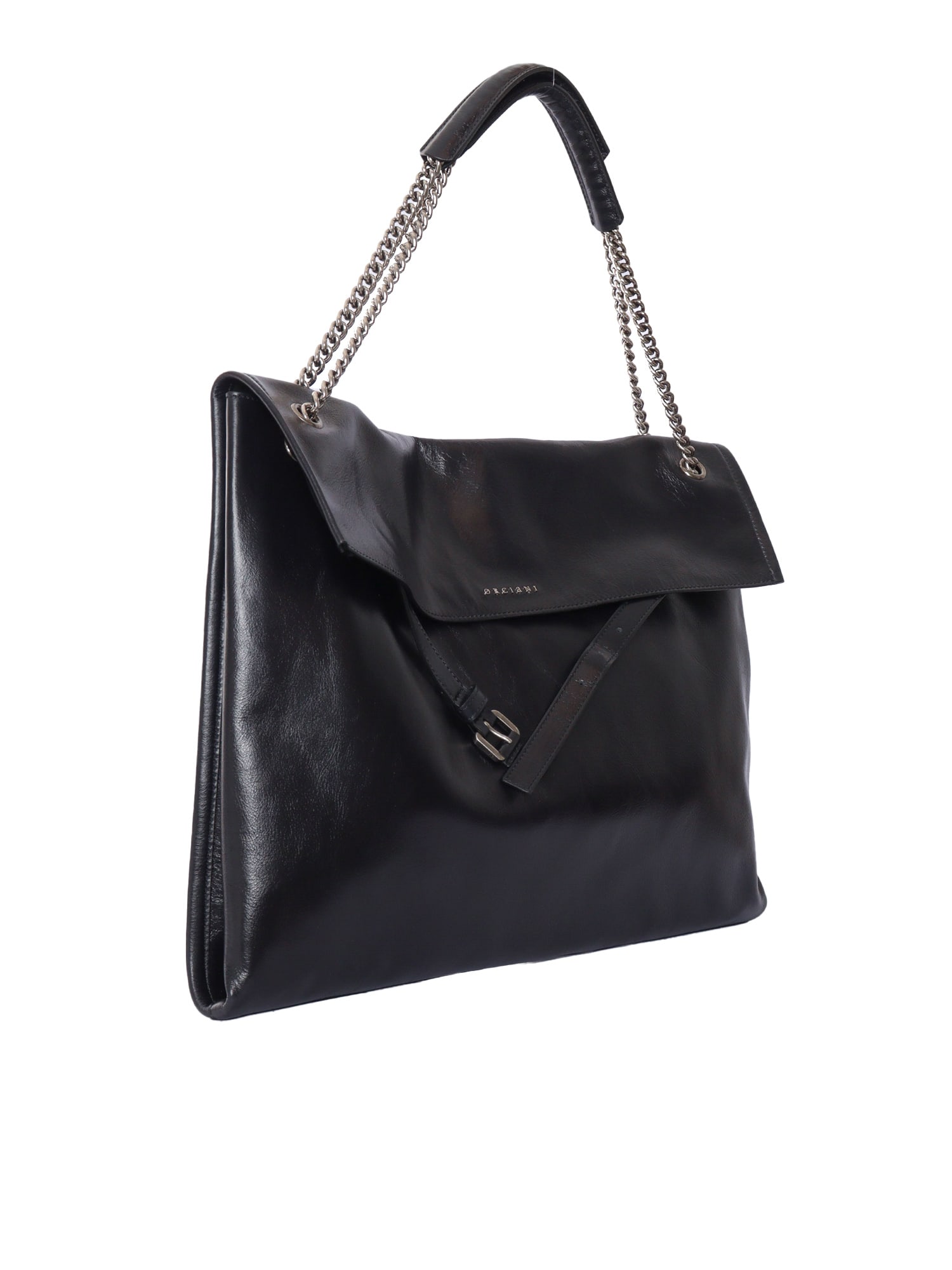 Orciani Large Venus Gotham Shoulder Bag In Black