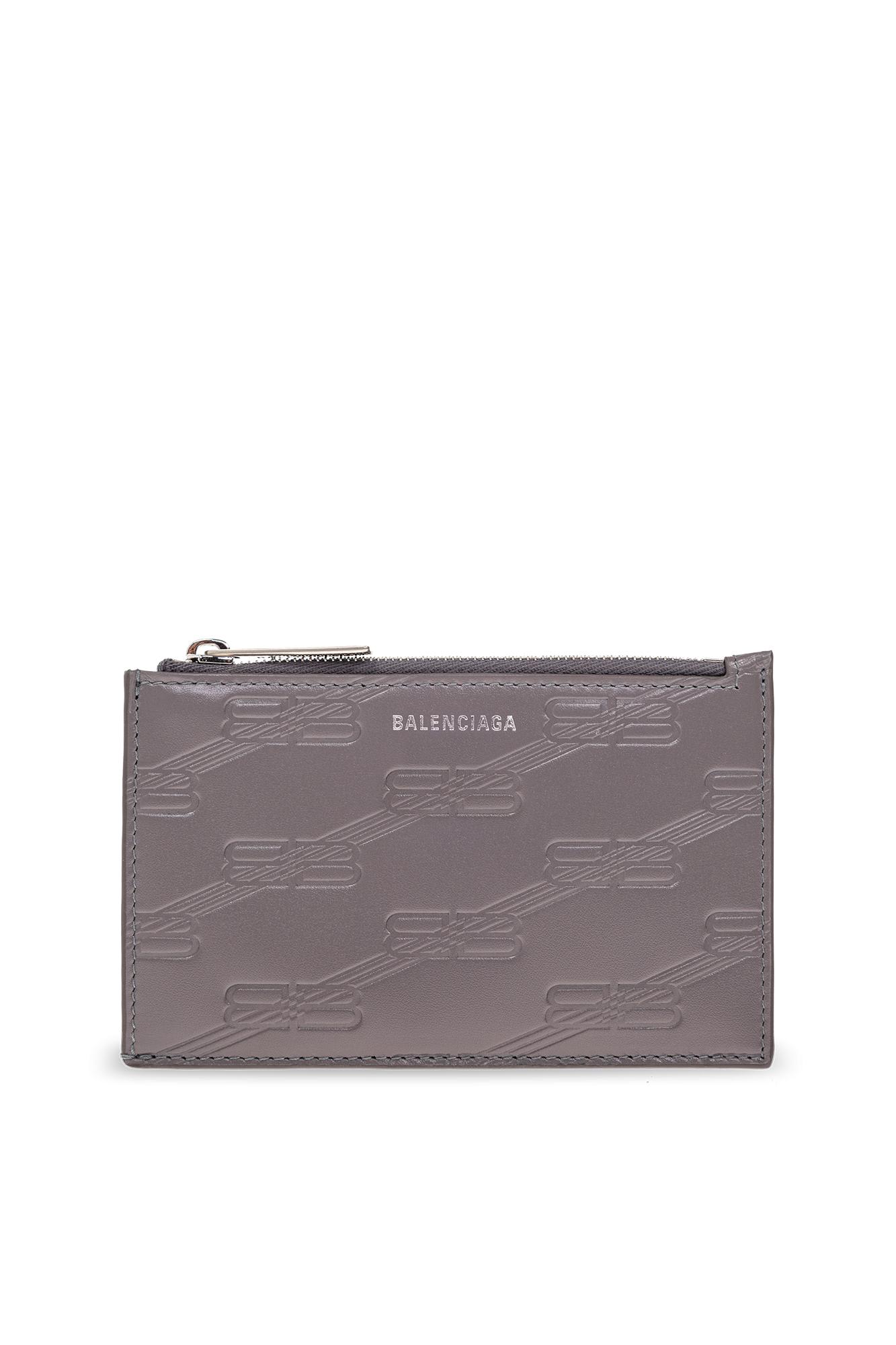 Balenciaga Card Case With Logo In Grey