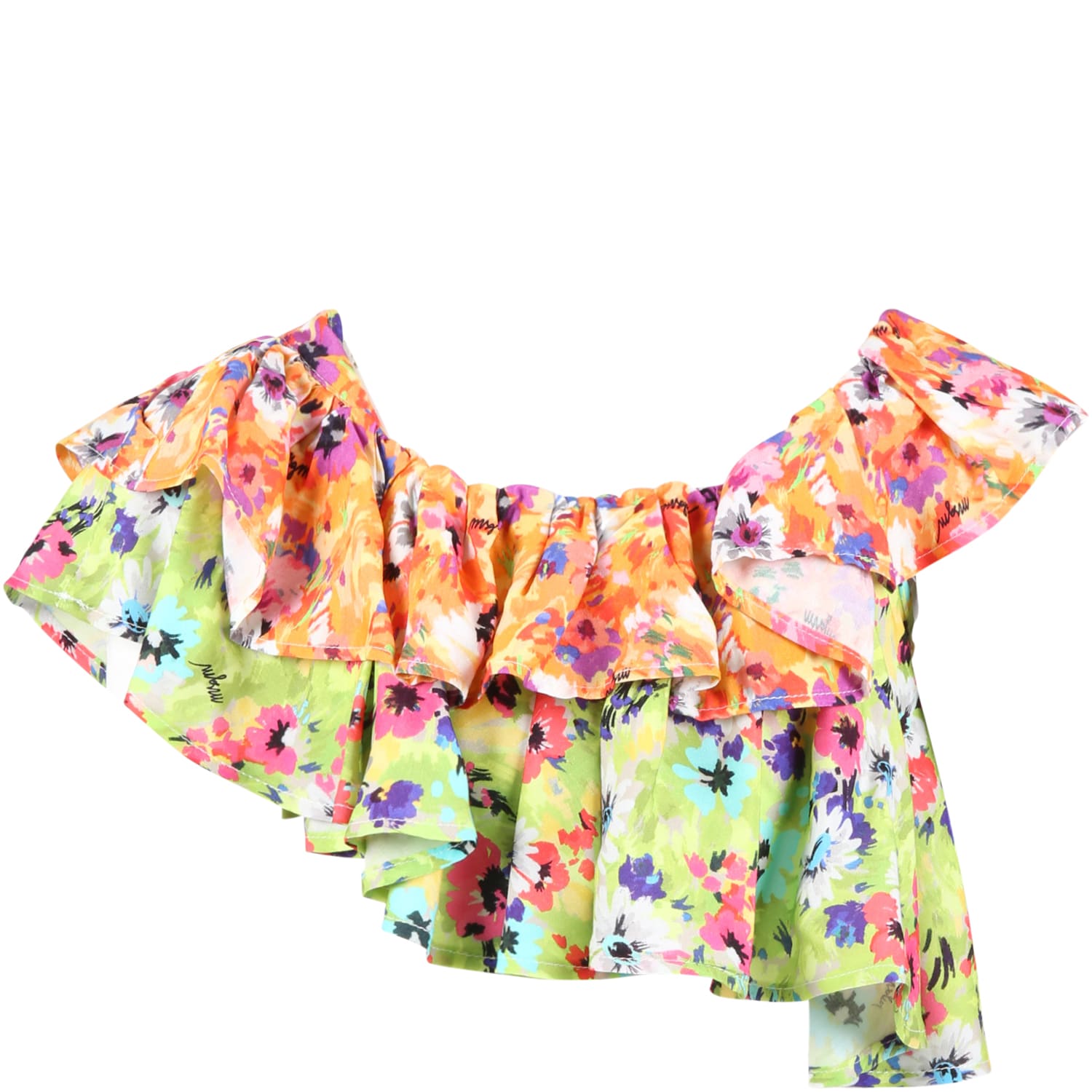 MSGM MULTICOLOR TOP FOR GIRL WITH FLORAL PRINT