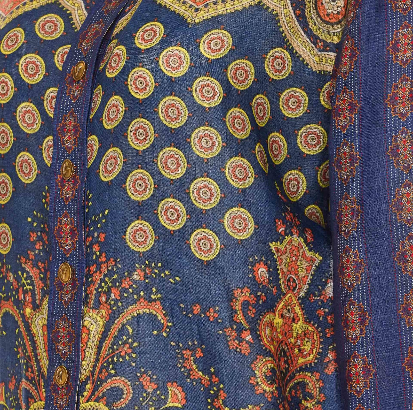 Valentino Garavani Women Paisley Linen Shirt With Medaglioni Voyage Imaginaire Pattern In Multicolour