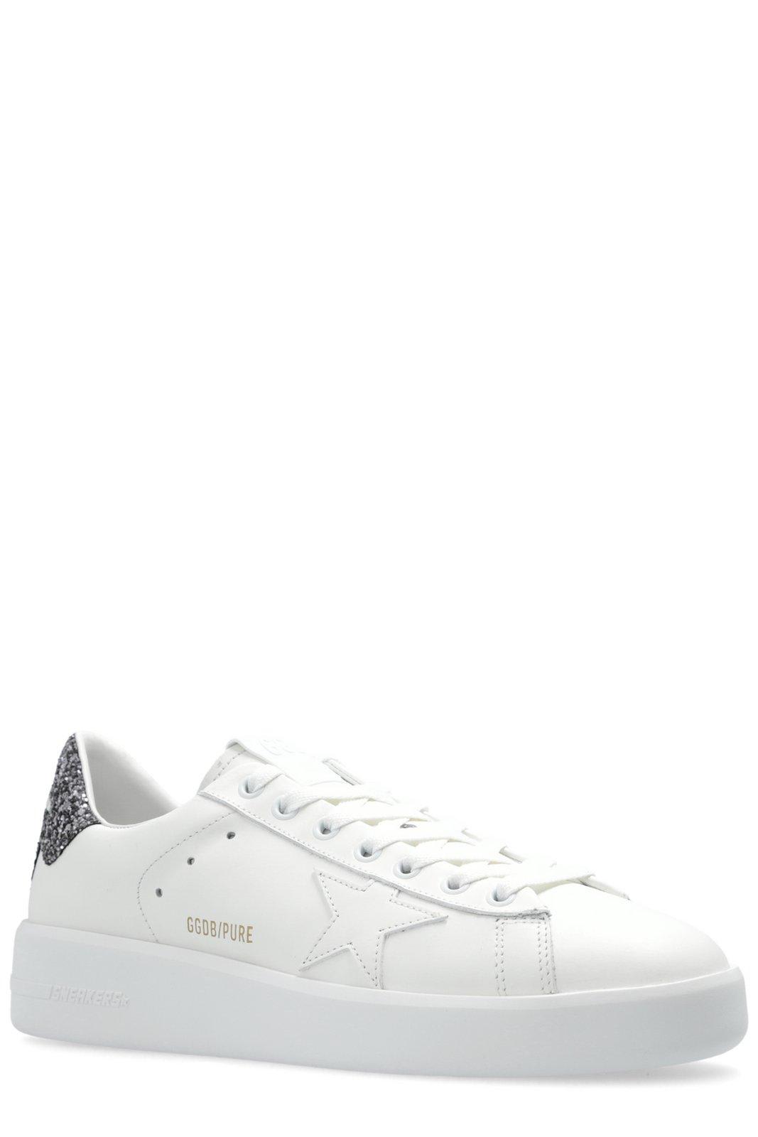 Shop Golden Goose Purestar Glittered Lace-up Sneakers In Grey