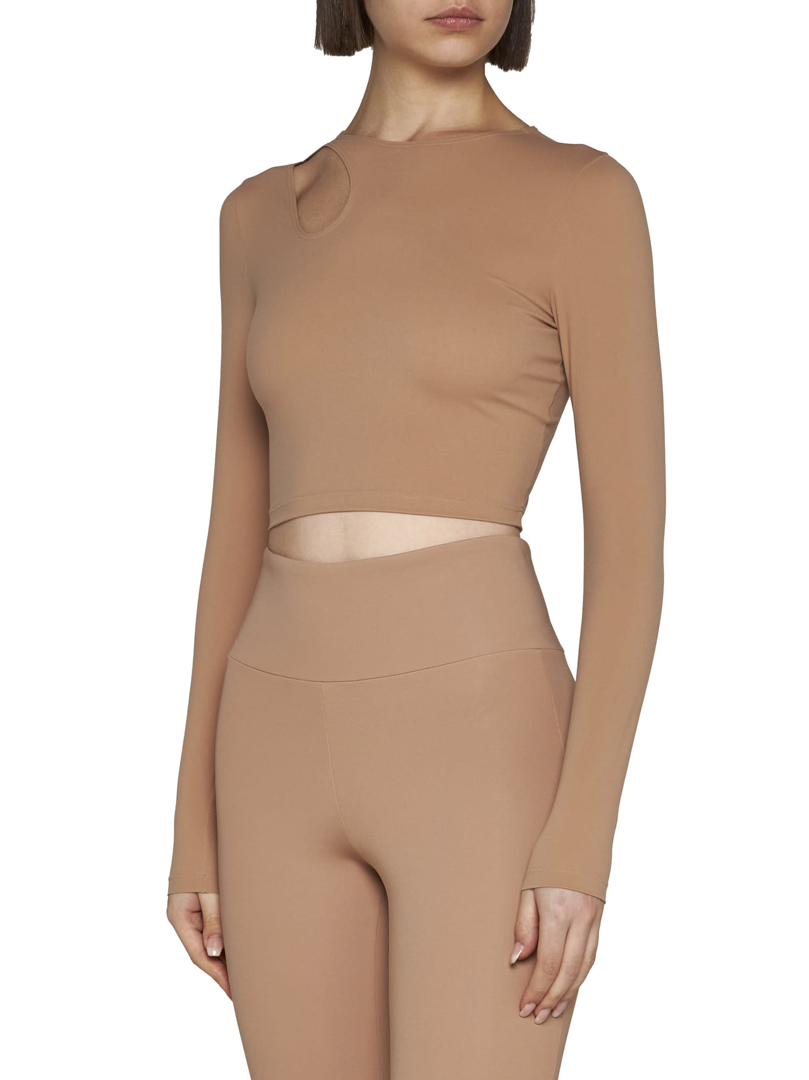Shop Wolford Top In Almond