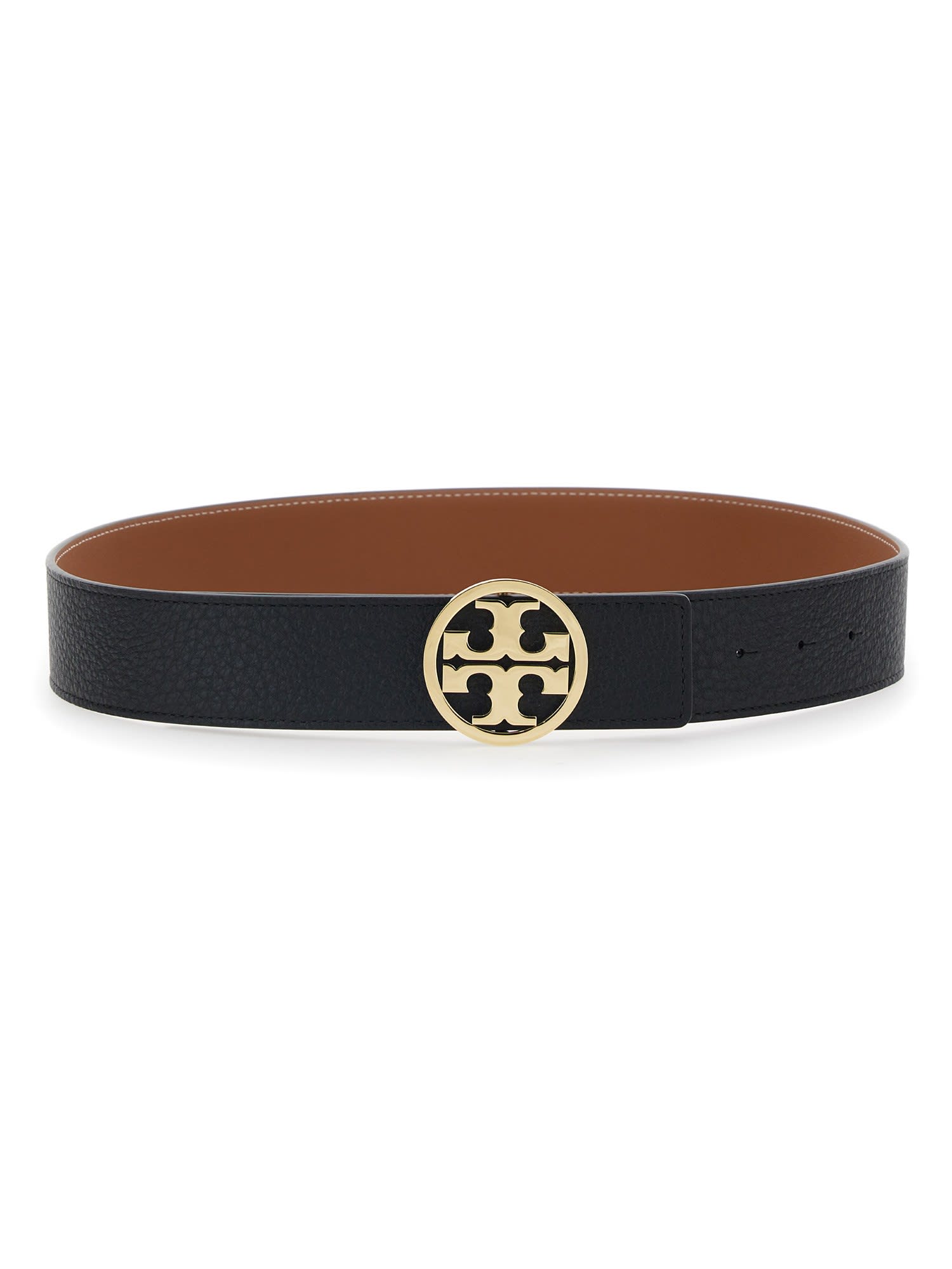 Shop Tory Burch Belt With Logo Buckle In Black