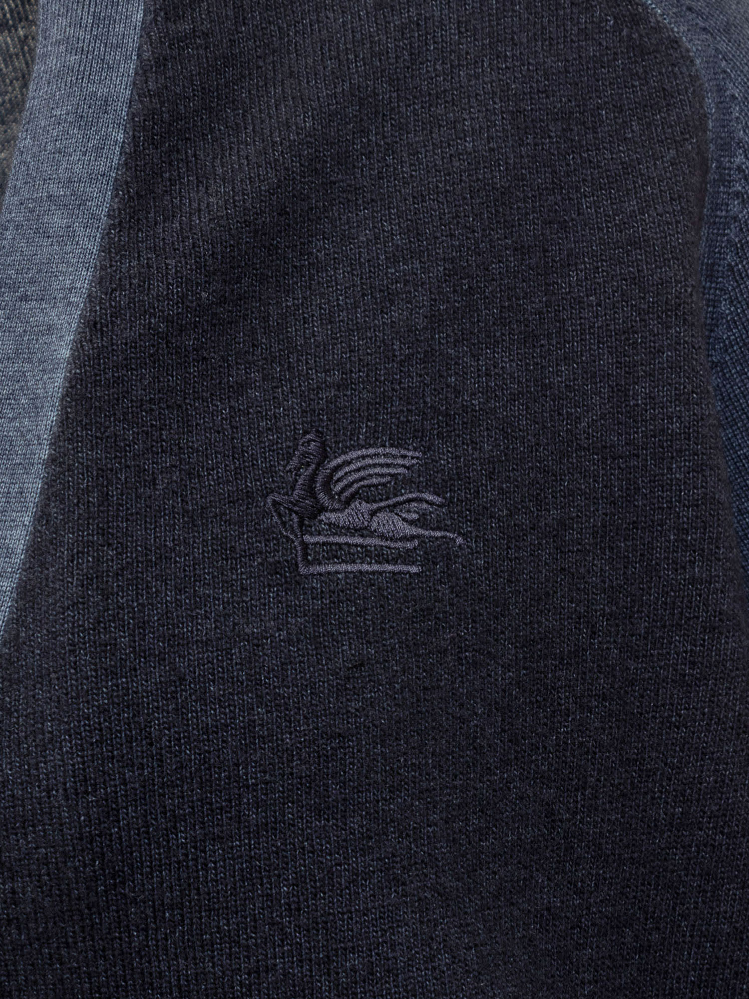 Shop Etro Wool Pegaso Cardigan In Blu Scurissimo 1
