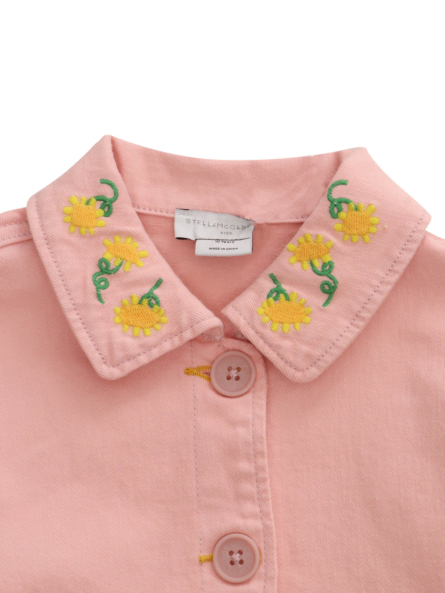 Shop Stella Mccartney Pink Denim Jacket With Flowers