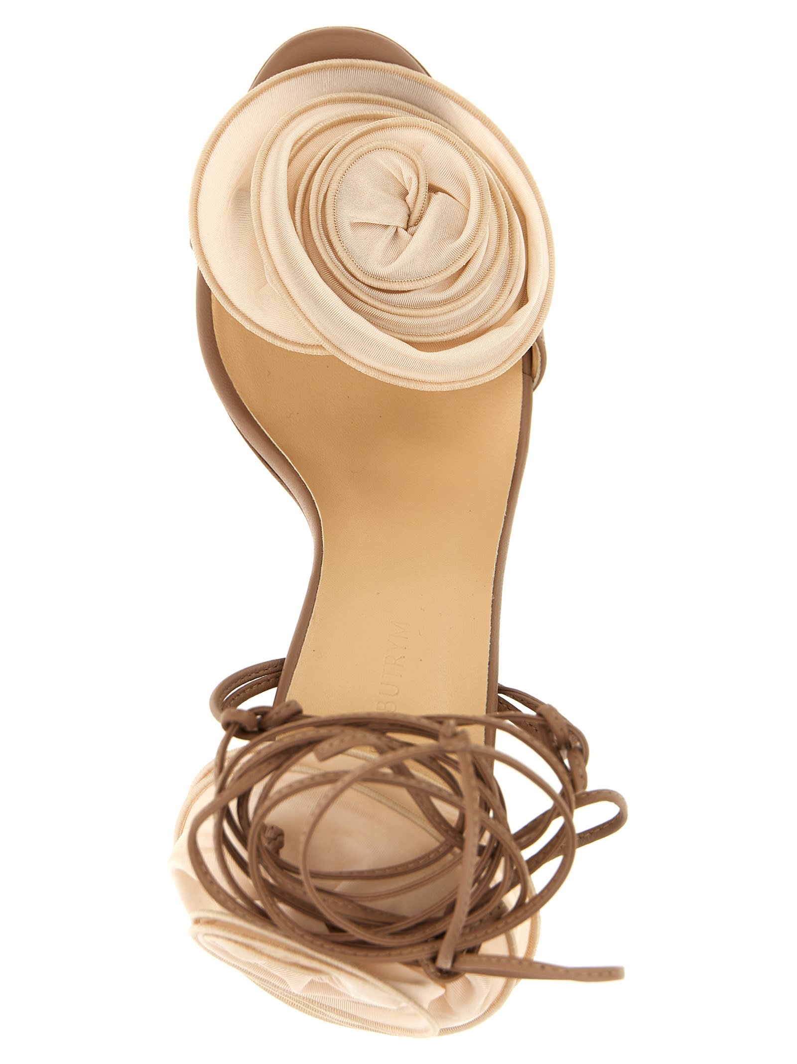 Magda Butrym 'sandals Ankle Wrap Floral Embellishment' In Beige