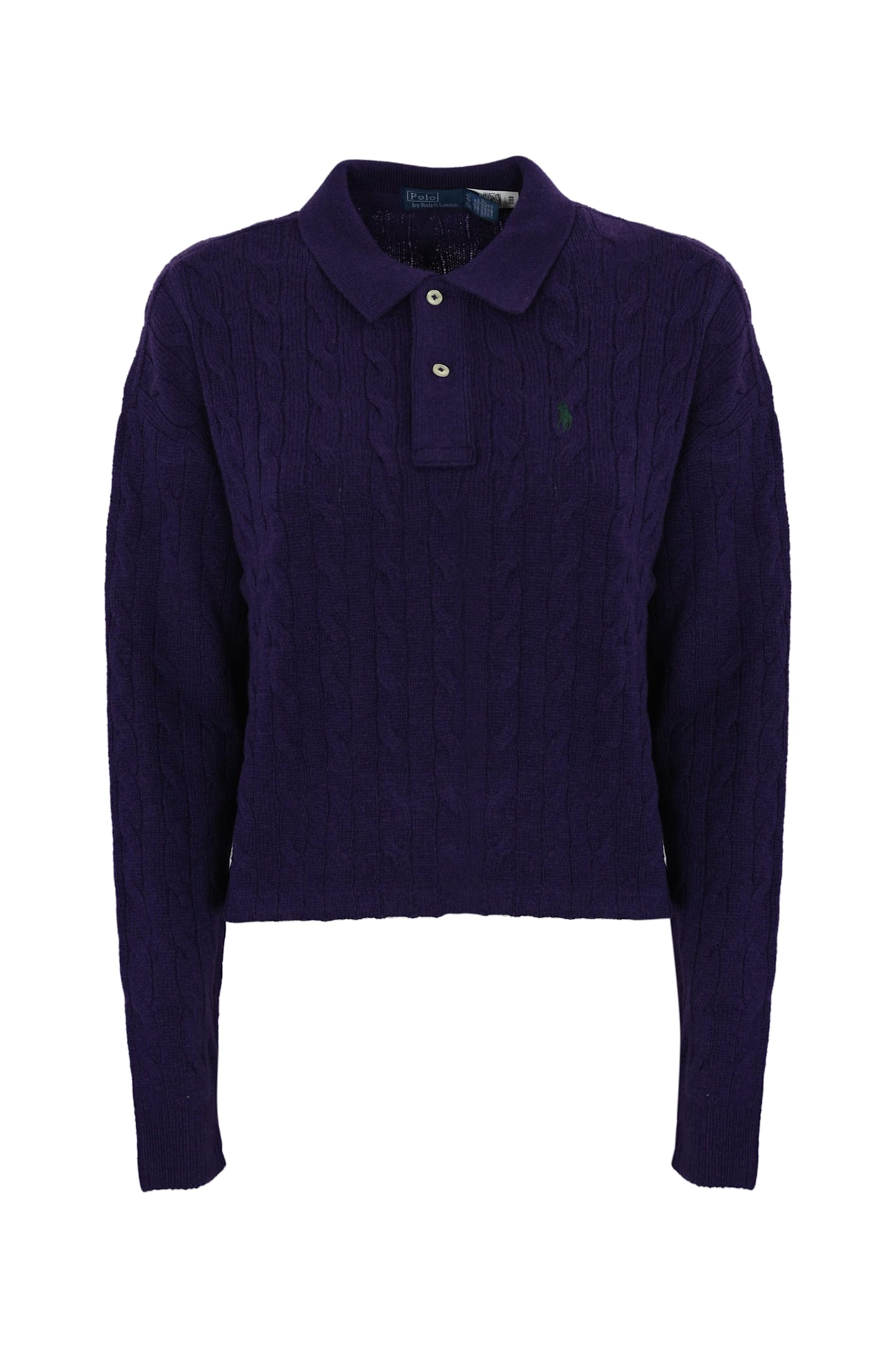 POLO RALPH LAUREN CABLE-KNIT POLO SHIRT IN WOOL AND CASHMERE 