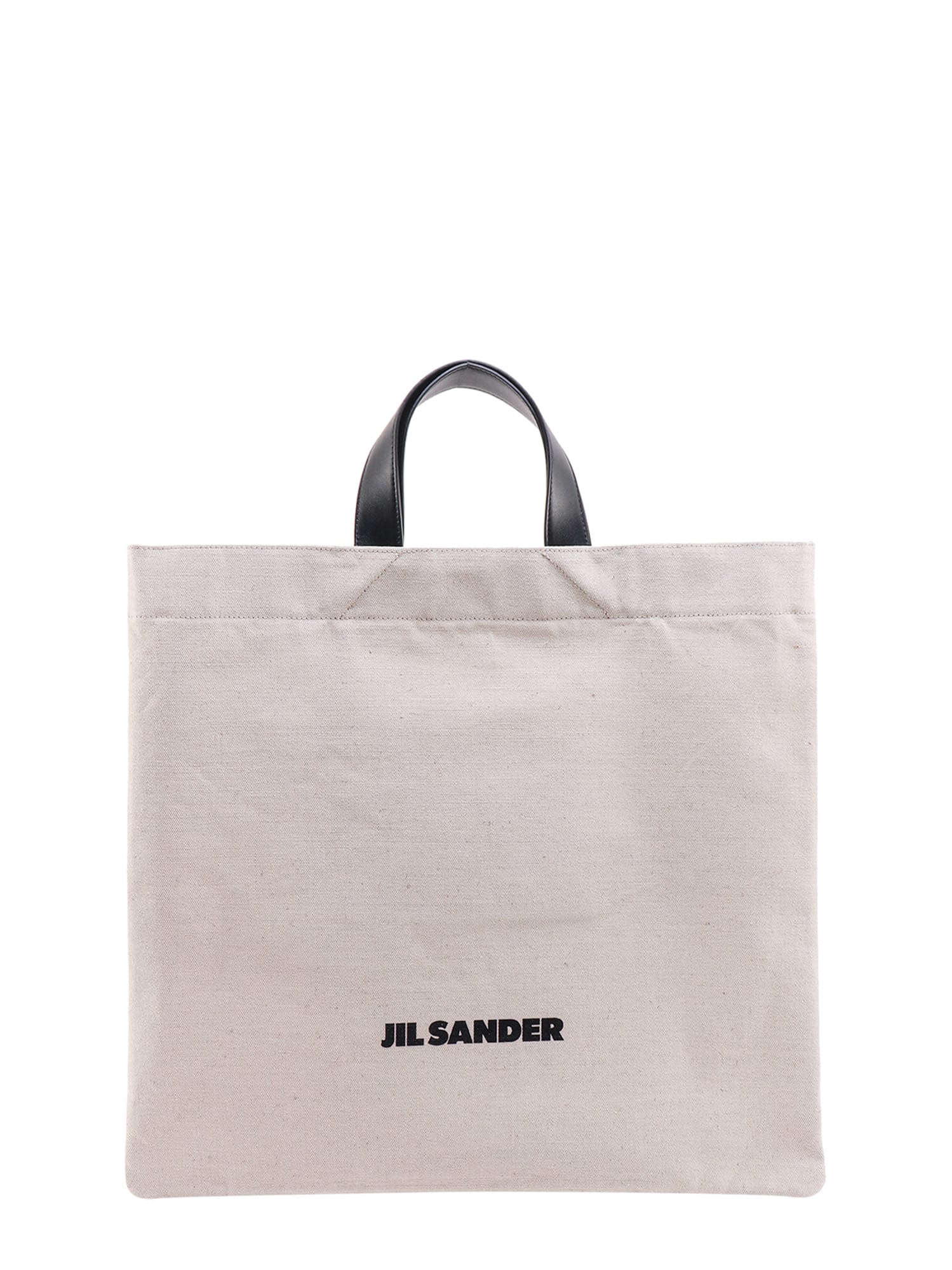Jil Sander Ecru Cotton Blend Shopping Bag In Beige