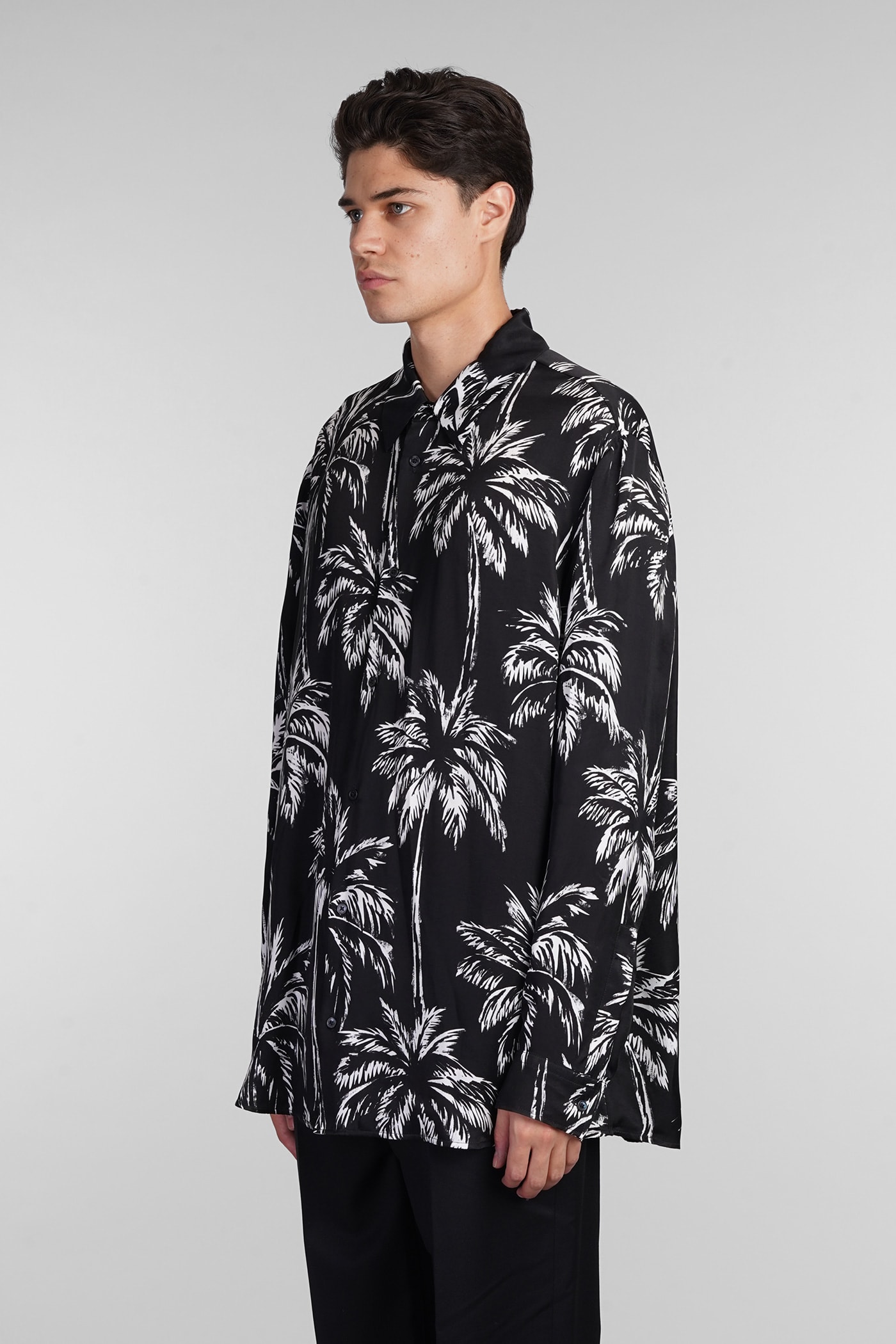 Shop Balmain Shirt In Black Polyamide Polyester