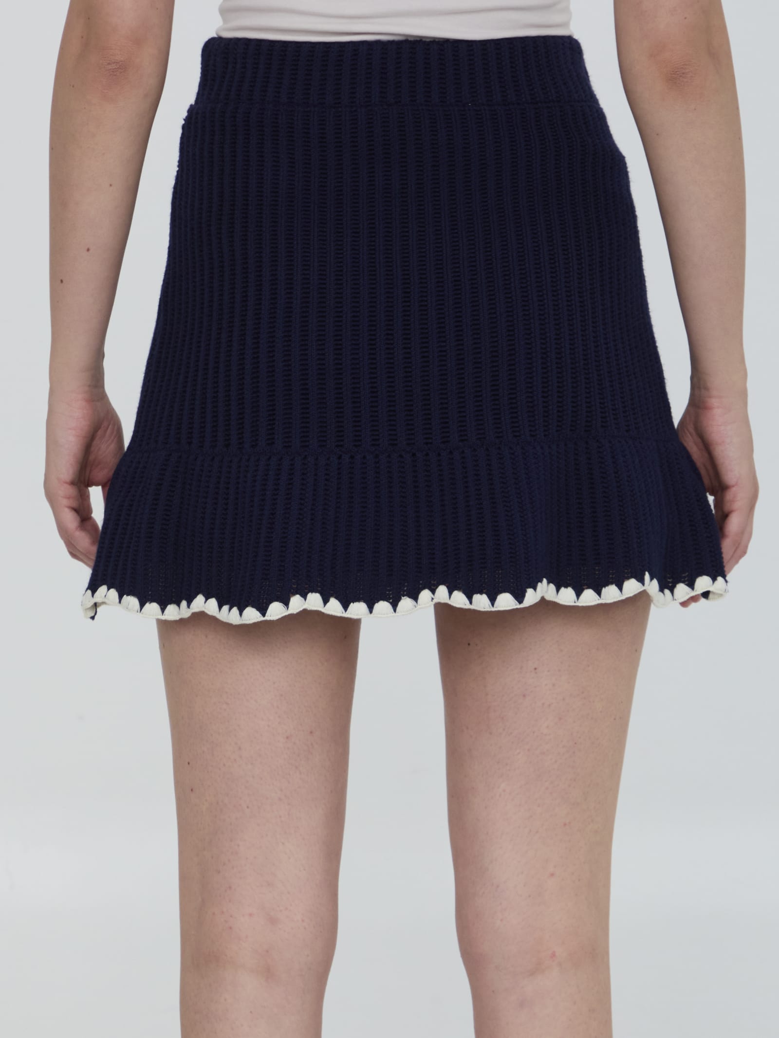 Shop Self-portrait Crochet Miniskirt In Blue