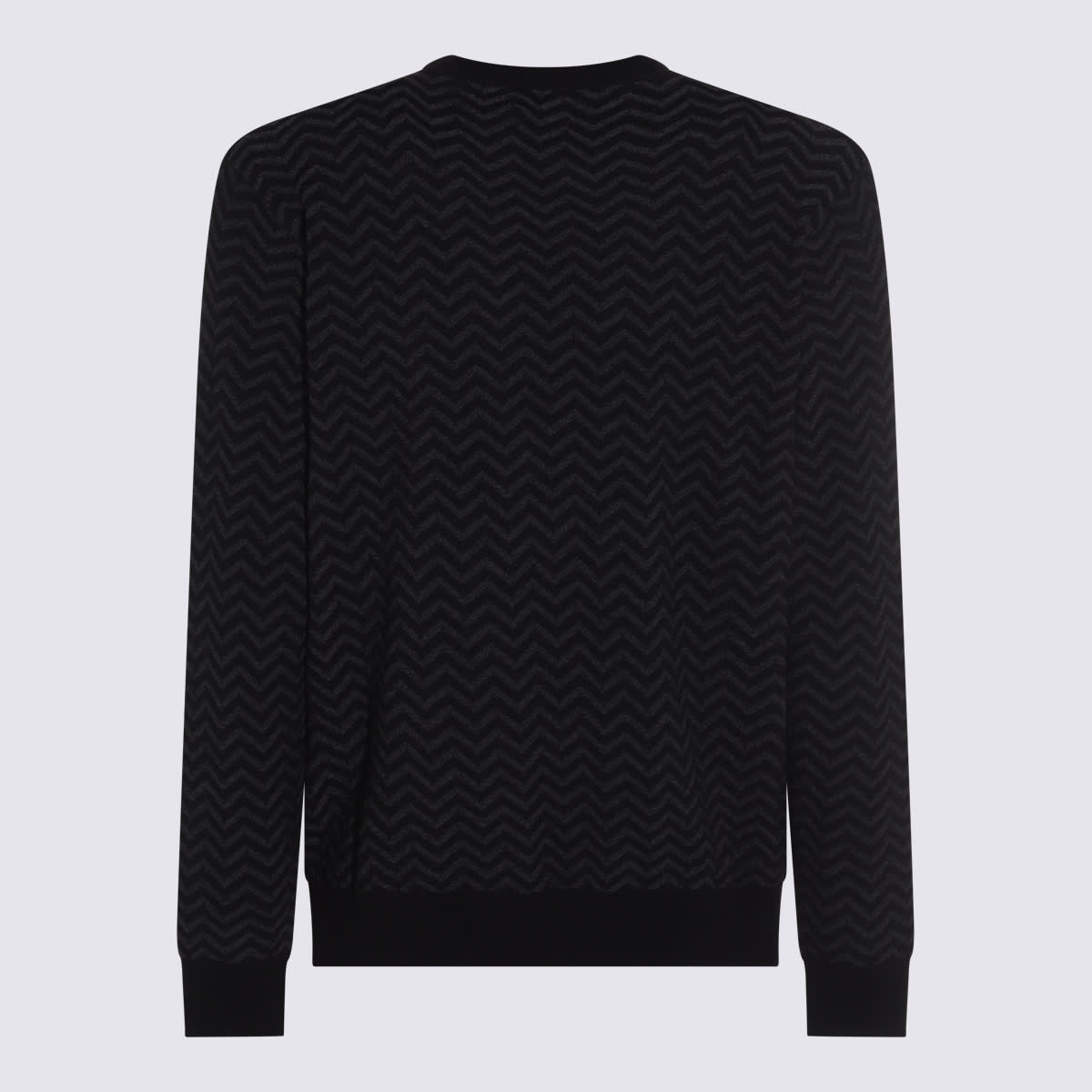 Giorgio Armani Embroidered Stretch Wool Blend Sweater In Black