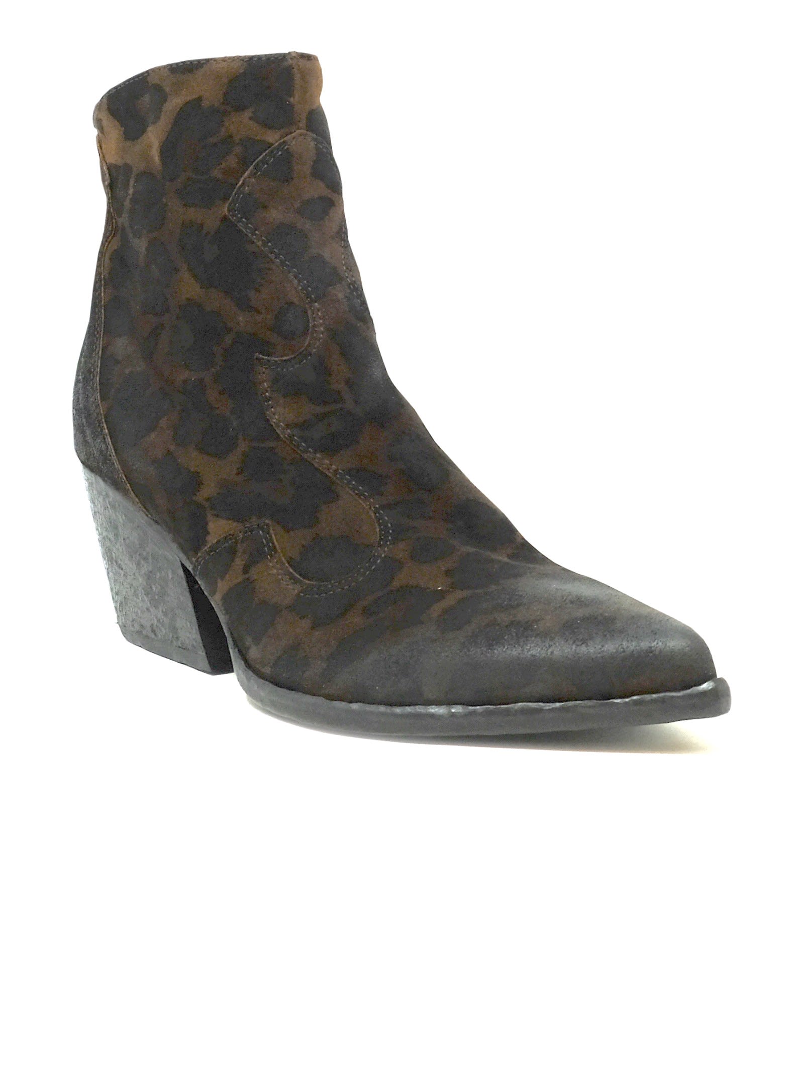 Shop Elena Iachi Leopard Suede Ankle Boots In Brown