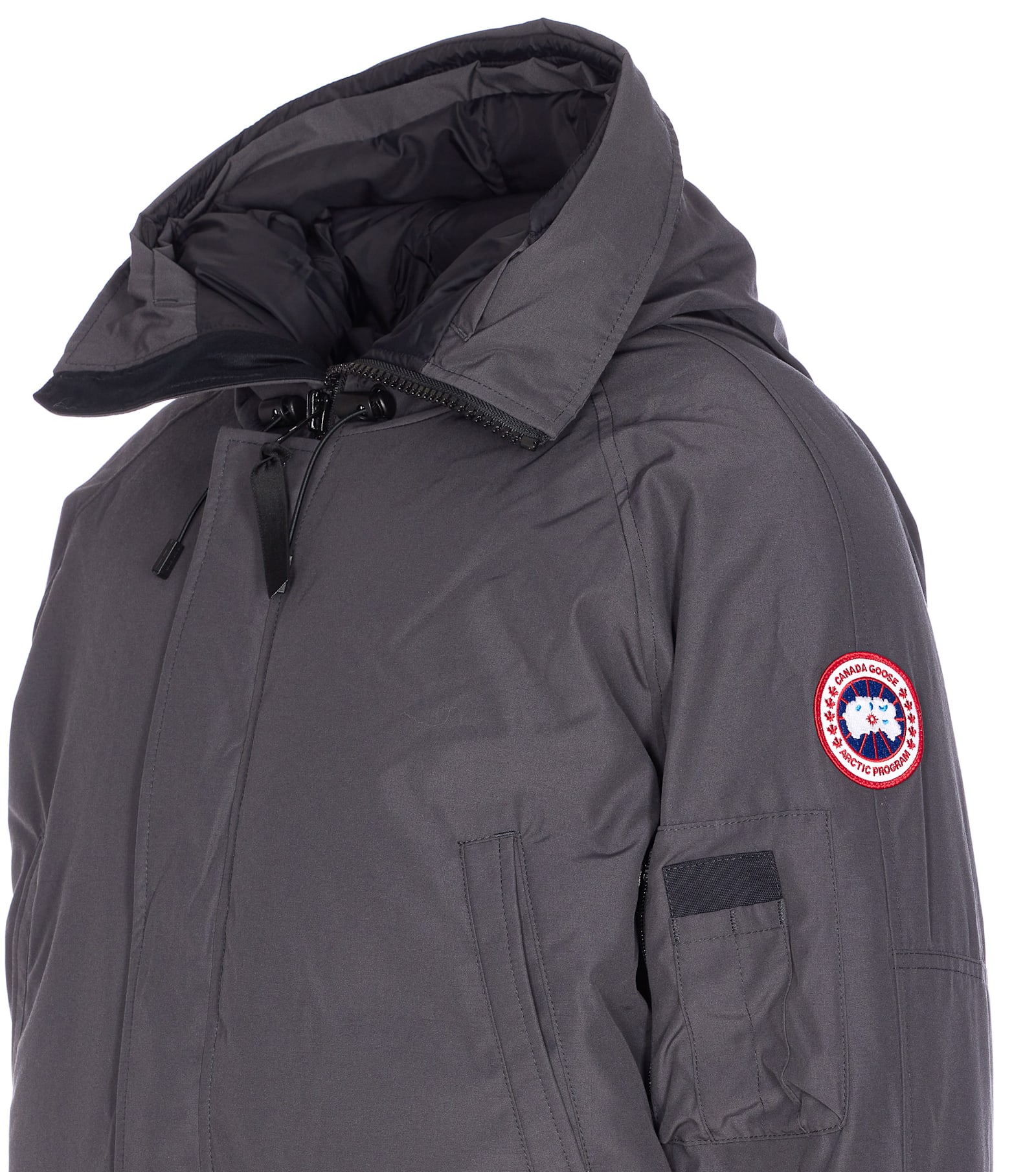 Canada Goose Hooded Bomber Jacket Long Sleeves In Blue