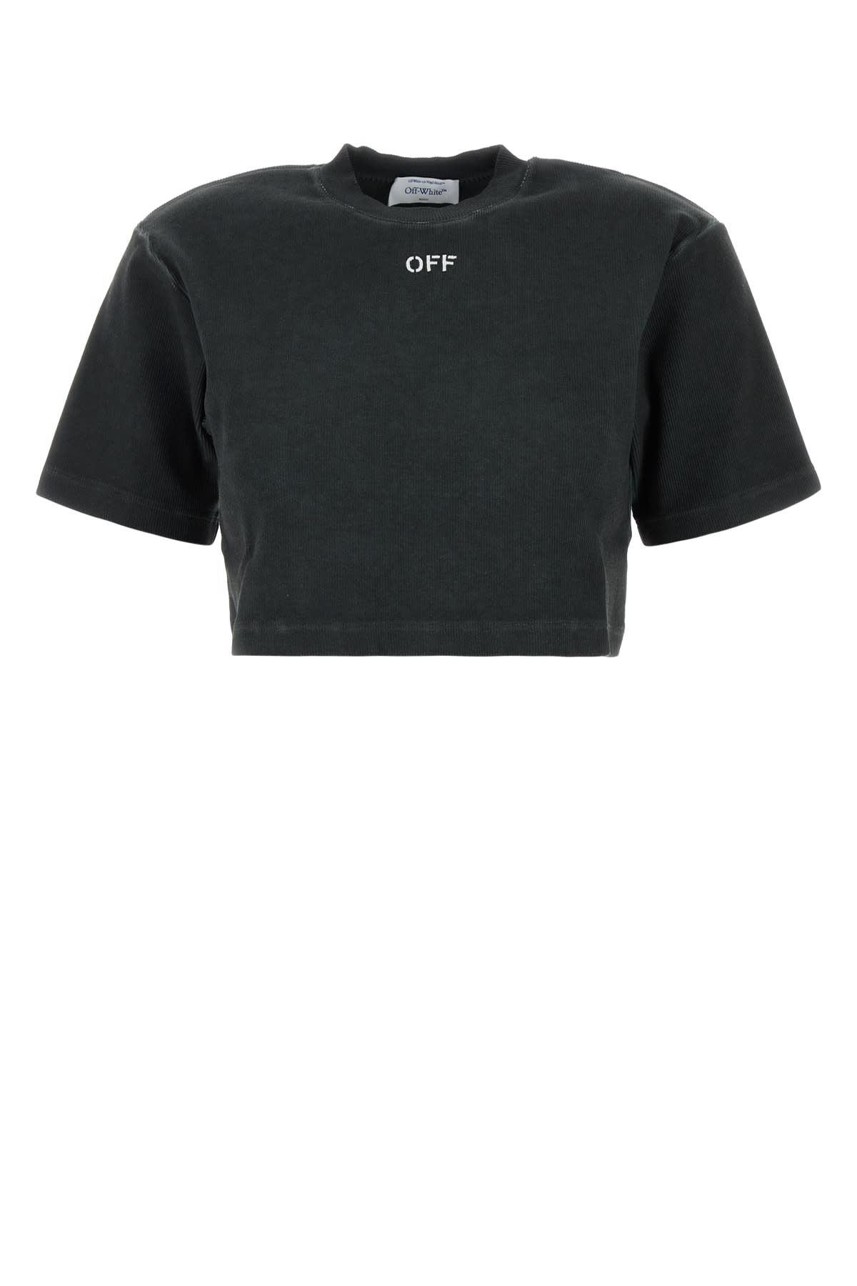 OFF-WHITE OFF STAMP RIB CROP TEE WASHED GREY WHI 