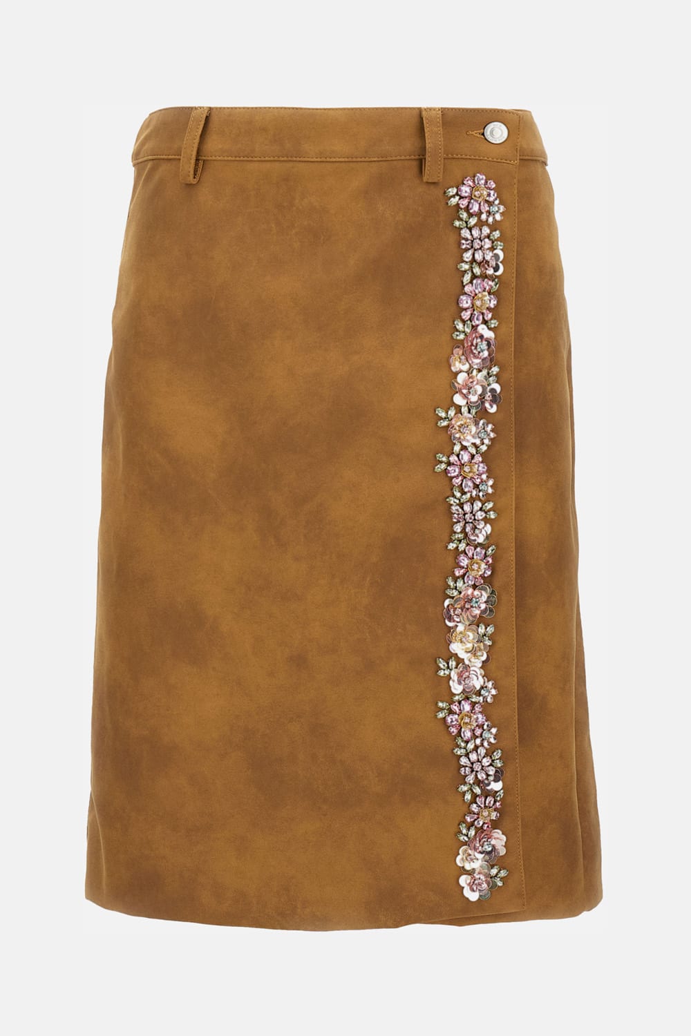 Des_phemmes Des Phemmes Camel Synthetic Leather Skirt In Brown