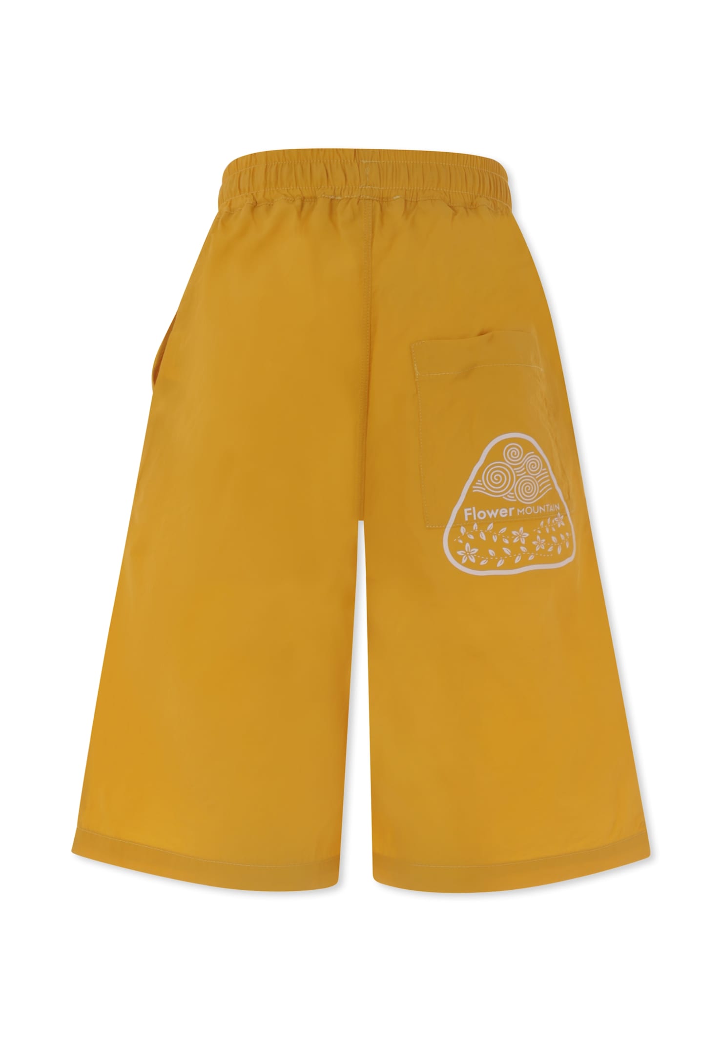 Flower Mountain Text-print Track Shorts In Yellow
