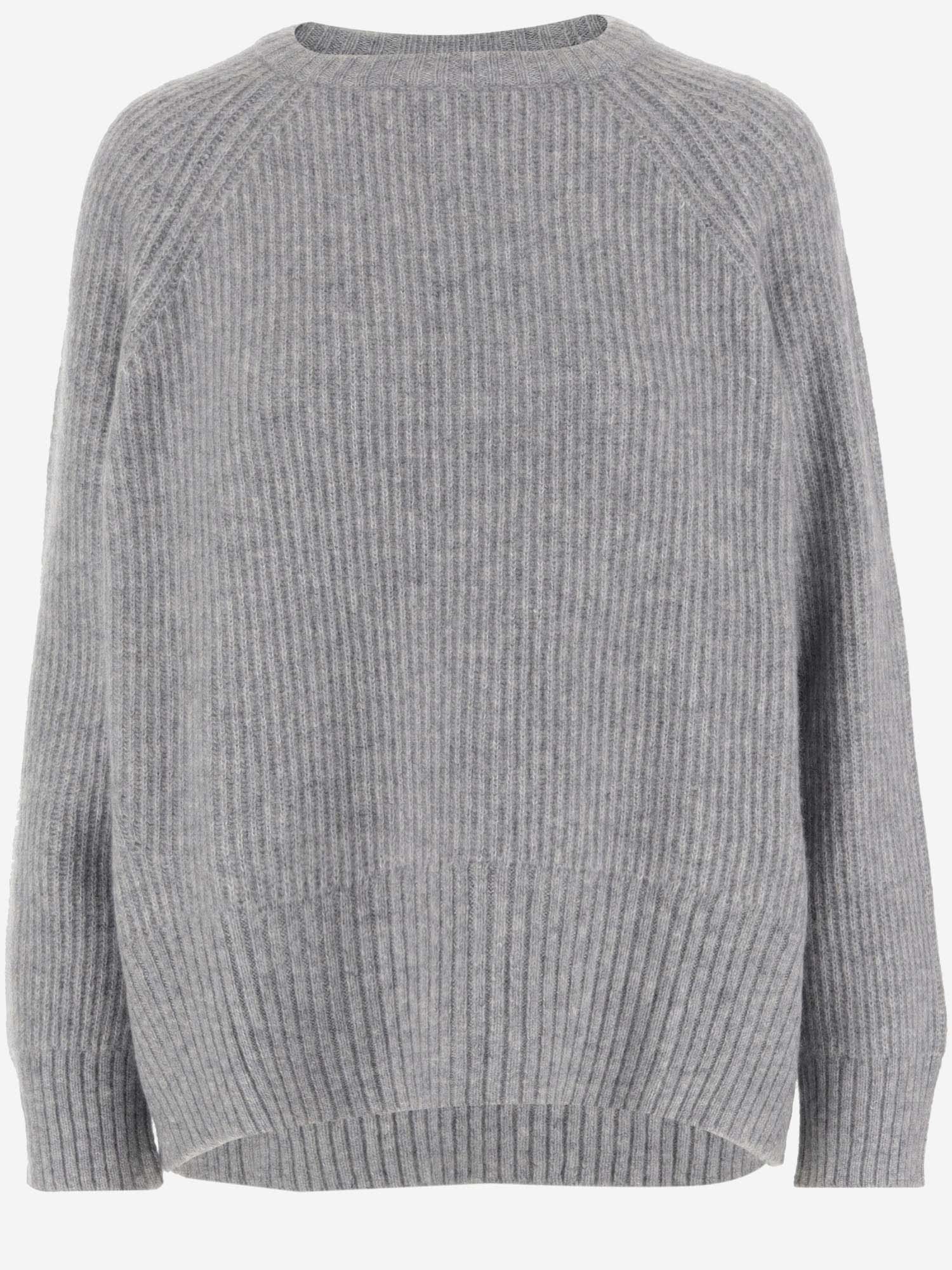 Shop Allude Ribbed Cashmere Sweater In Grey