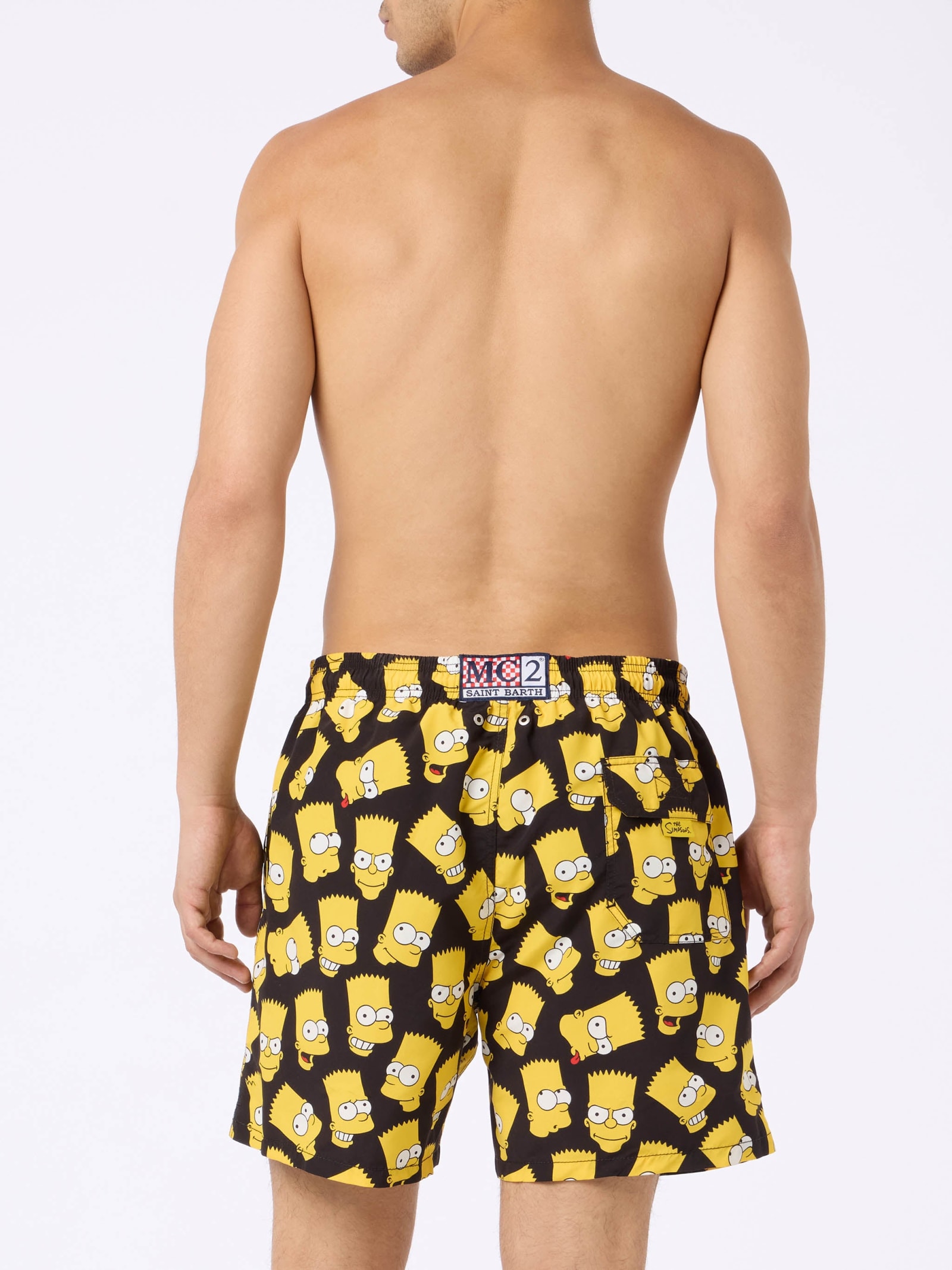 Mc2 Saint Barth Gustavia Bart Faces-print Swim Shorts In Black
