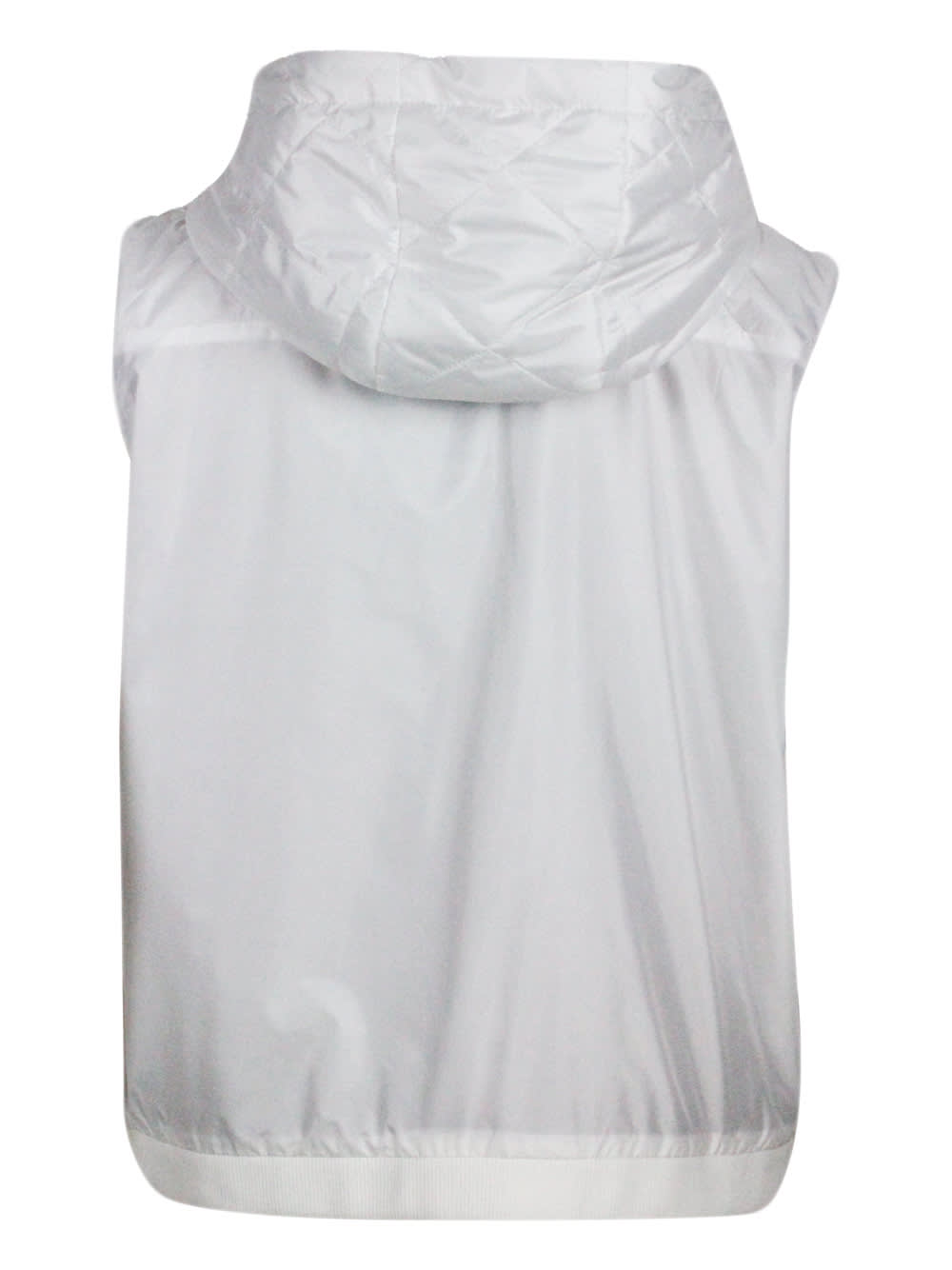 Shop Lorena Antoniazzi Lightweight Quilted Sleeveless Vest In Nylon With Detachable Hood And Zip Closure In White