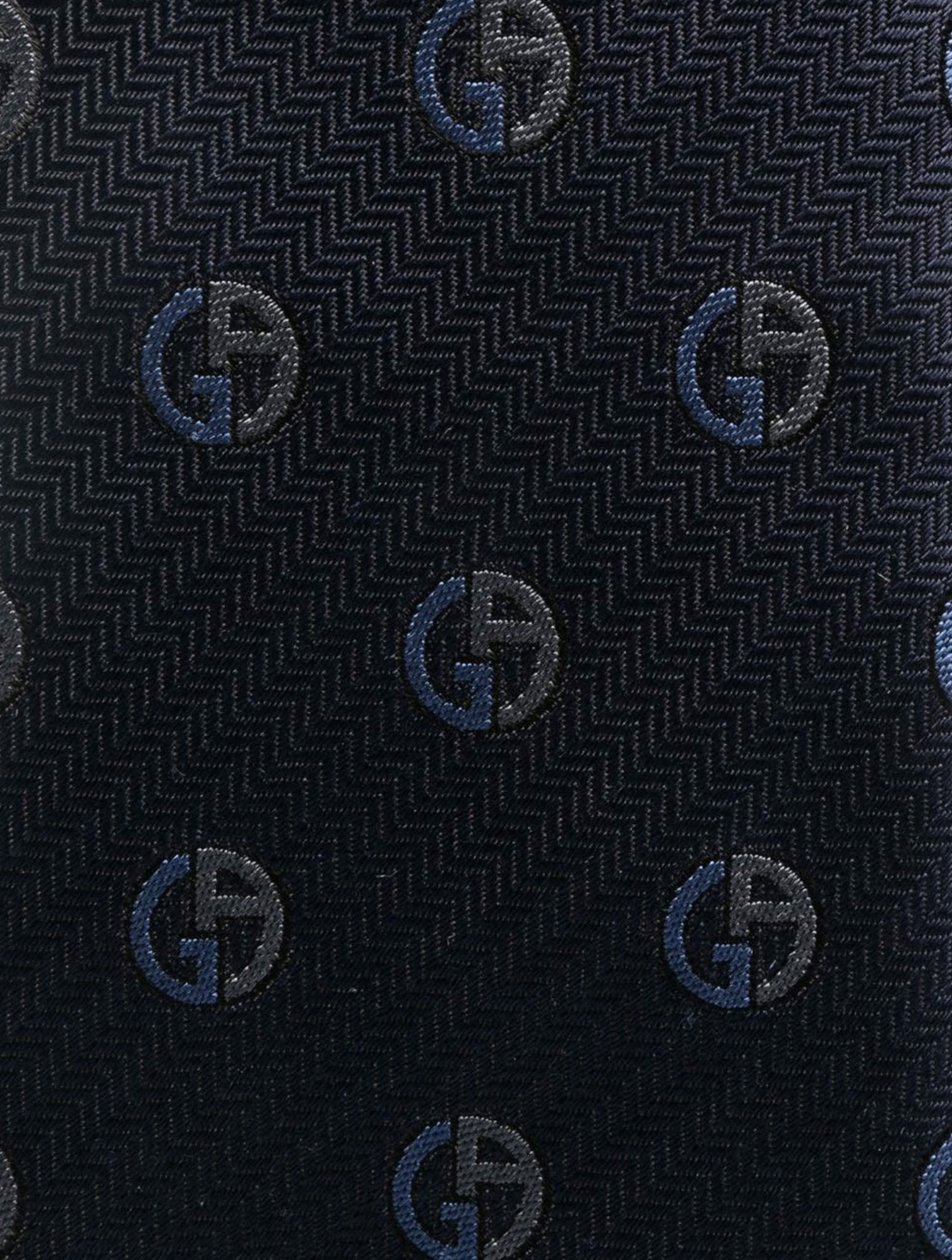 Shop Giorgio Armani Woven Jacquard Tie C In Black
