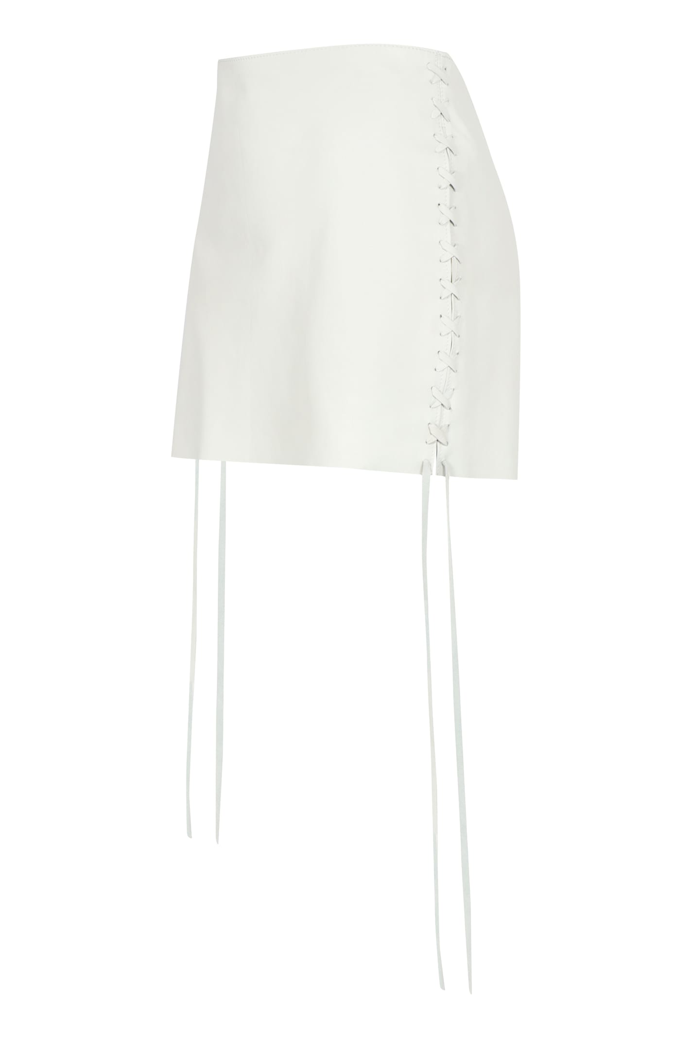 Salvatore Santoro Leather Mini Skirt In White