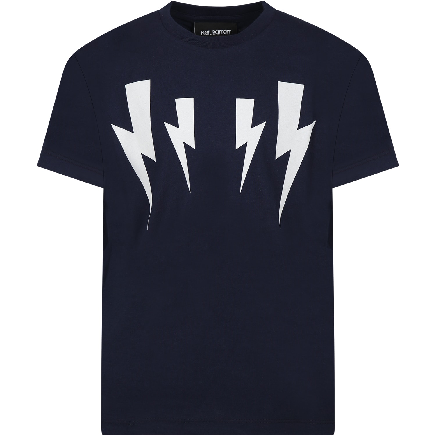 Neil Barrett Kids' Blue T-shirt For Boy With Iconic Lightning Bolts