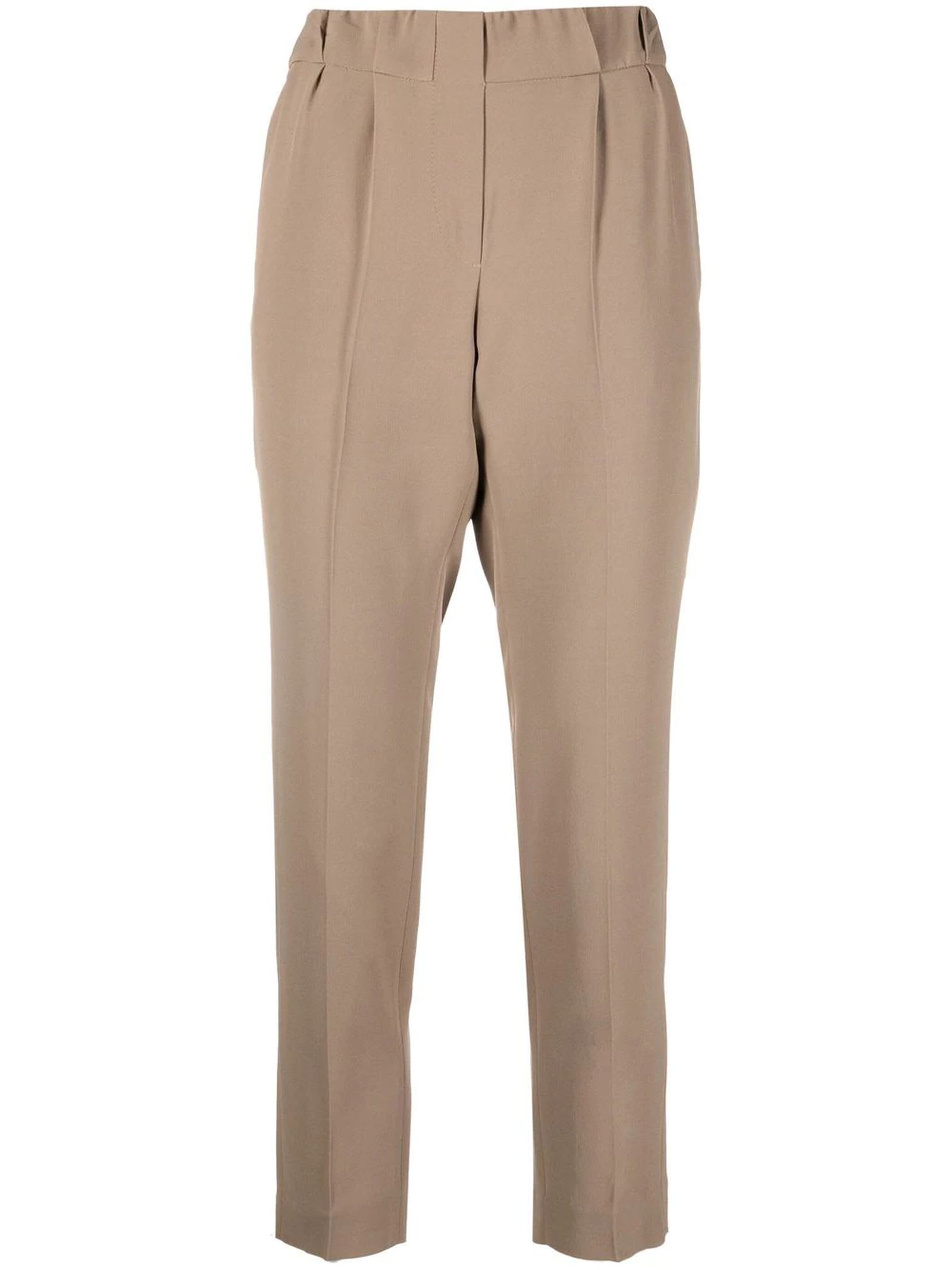 Brunello Cucinelli Camel Brown Cropped Tailored Trousers