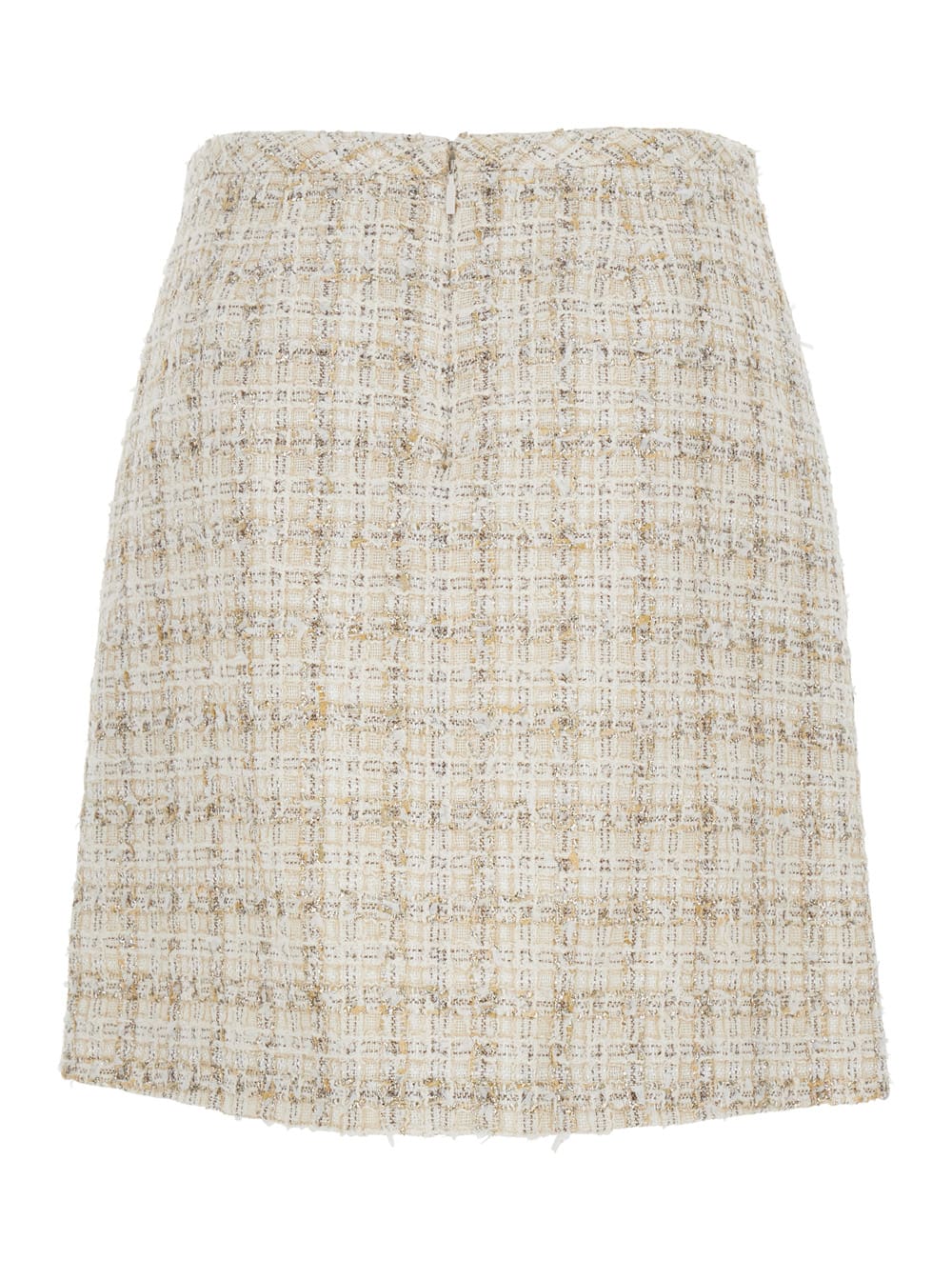 Beige Skirt With Medusa Head Hook In Tweed Woman