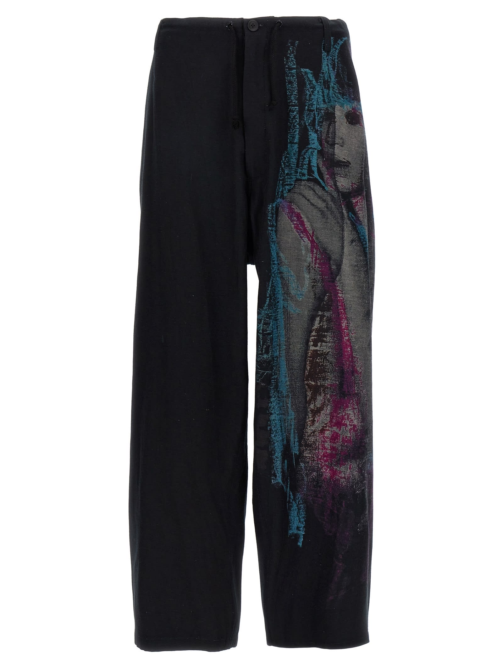 Shop Yohji Yamamoto Lady Pt Standard String P Pants In Black