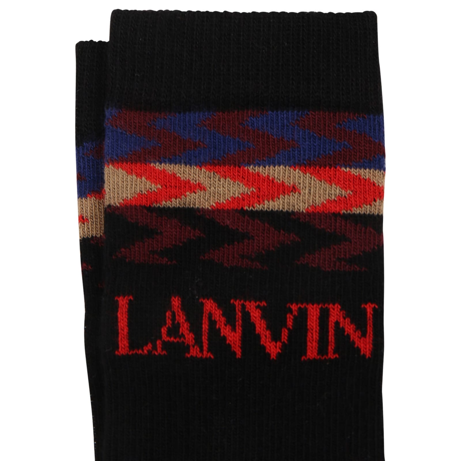 Shop Lanvin Black Socks For Boy With Logo