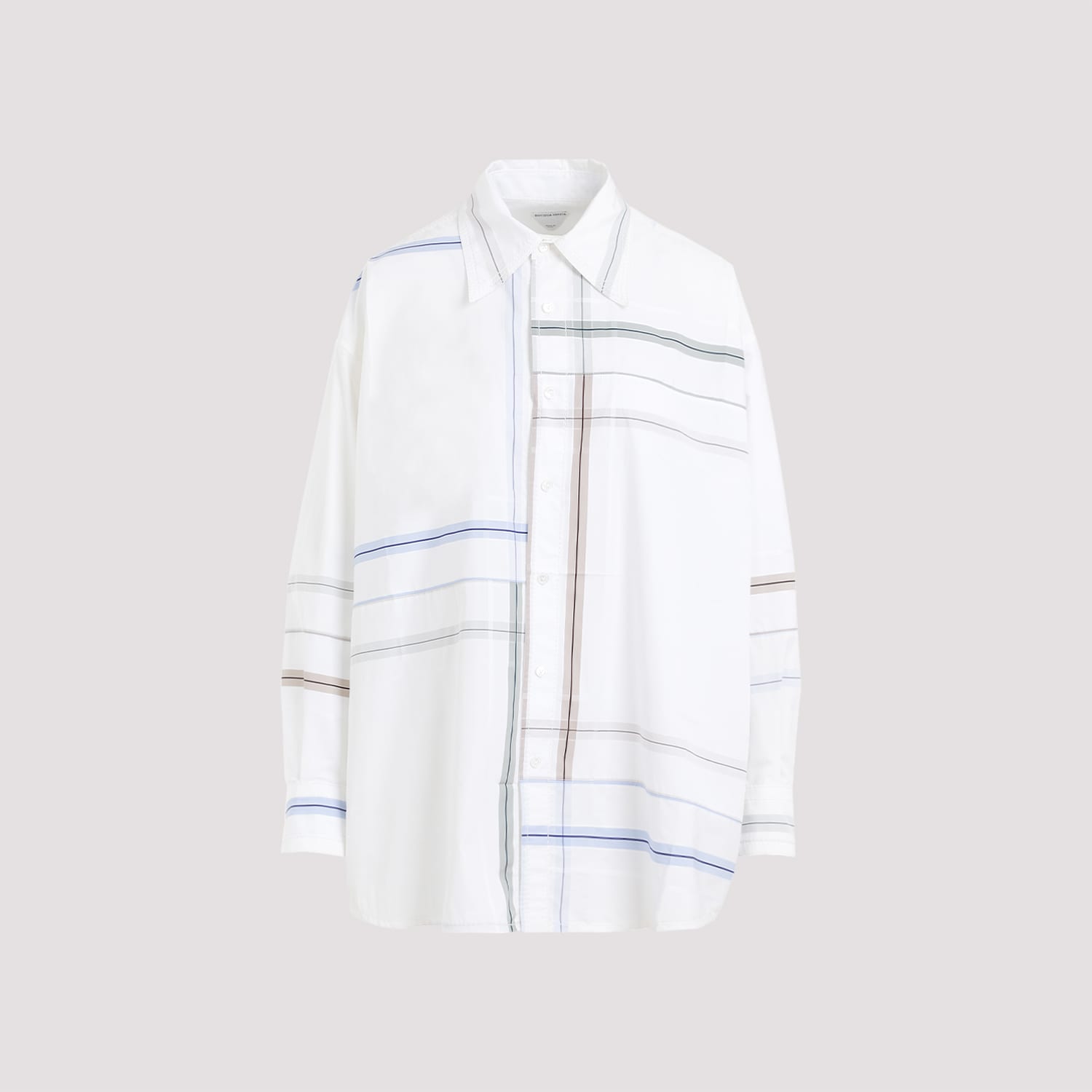 Shop Bottega Veneta Check Shirt In White Blue Green