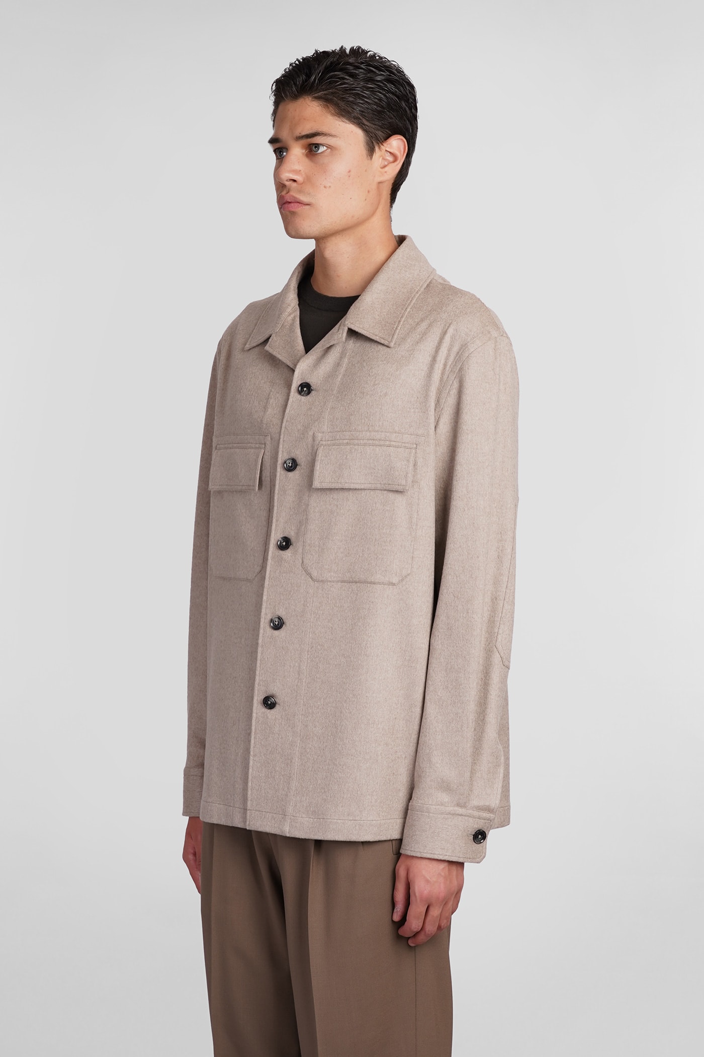 ZEGNA OASI OVERSHIRT CASUAL JACKET IN BEIGE CASHMERE 