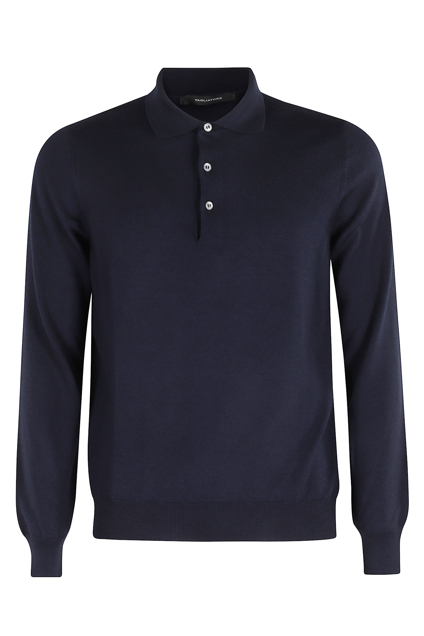 Tagliatore Refined Wool Polo Shirt With Classic Collar In Blue