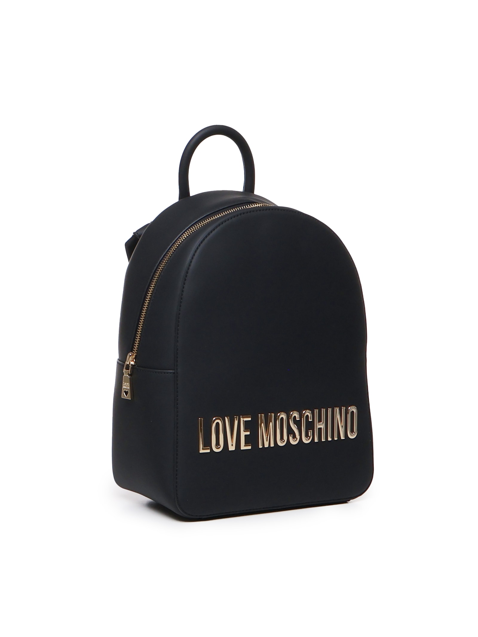 Shop Love Moschino Logo Round Backpack In Black