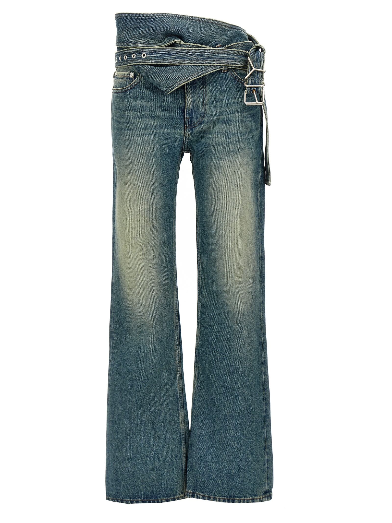 Shop Y/project Wrap Belt Jeans In Blue