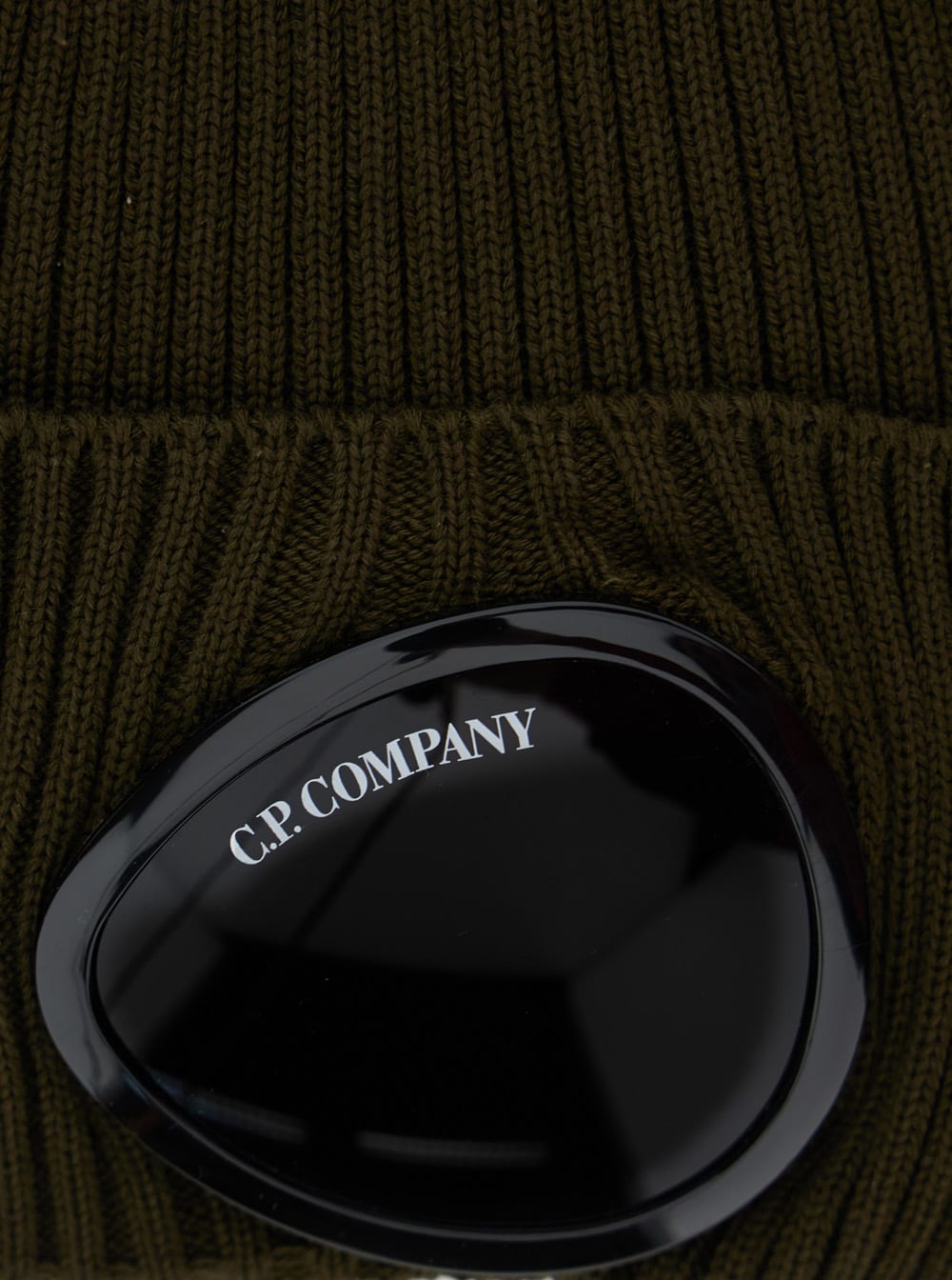 C.p. Company Green Goggle Beanie With Turn-up Brim In Cotton Man In Green