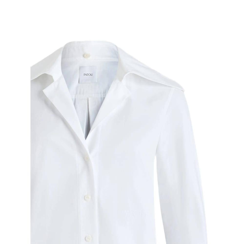 Patou Tailored Long Sleeve Blouse In Cotton In White