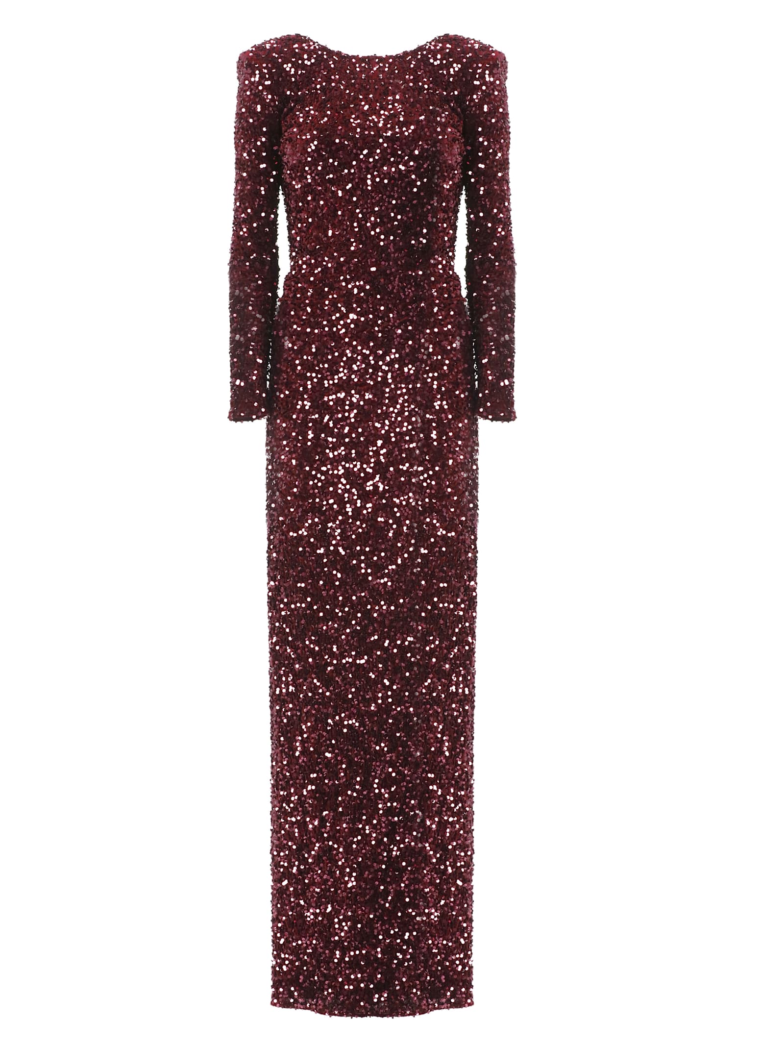 Shop Elisabetta Franchi Red Carpet Dress With Paillettes In Bordeaux