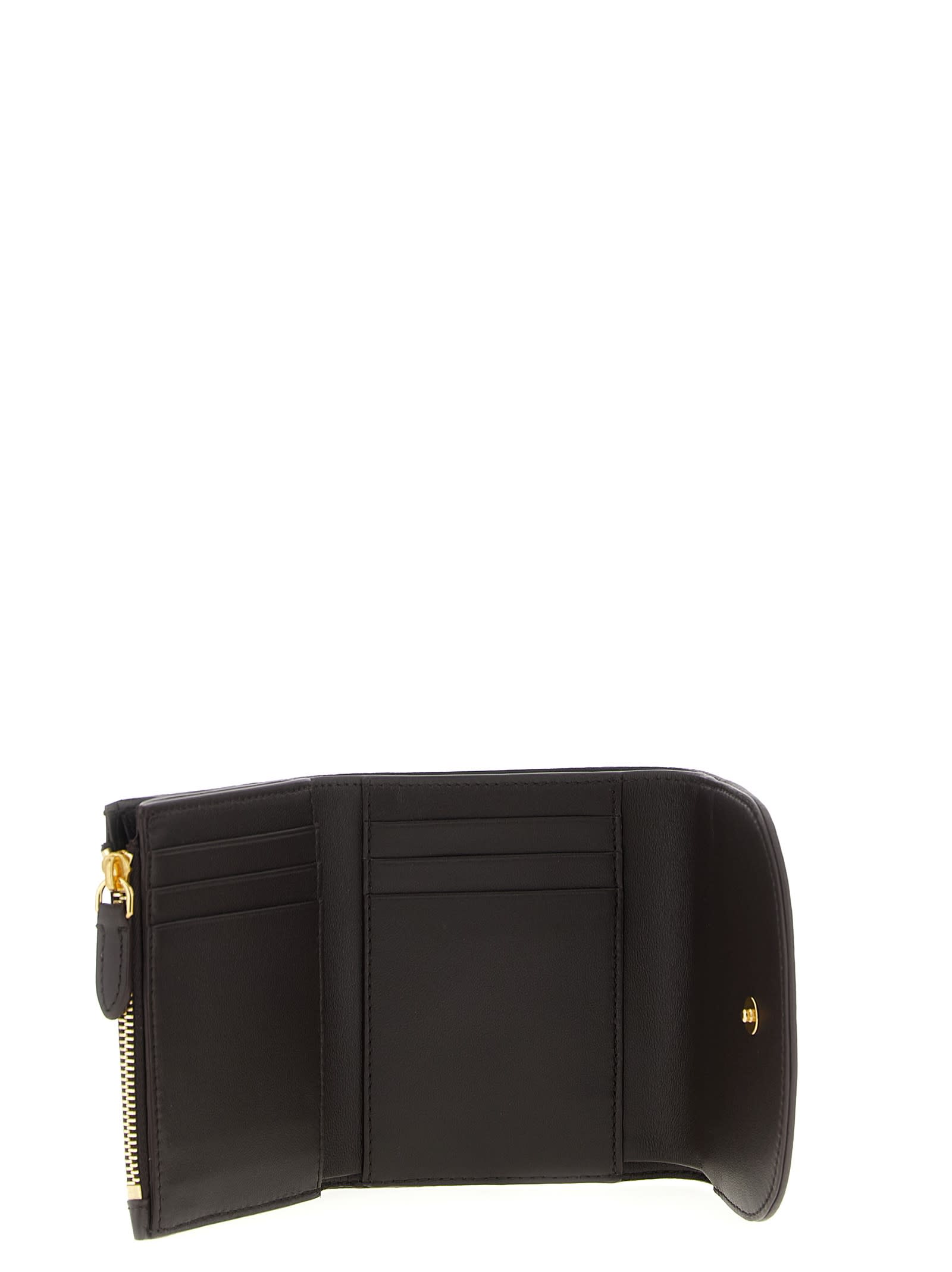 Burberry Compact Wallet With Leather Inserts In Check Pattern In Sand