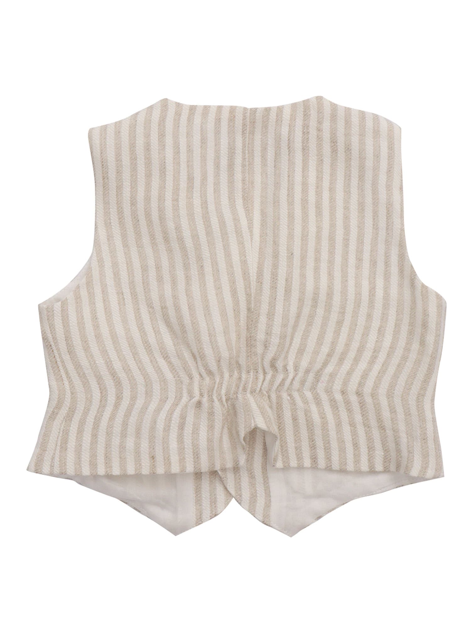 Il Gufo Striped Linen Waistcoat In Beige