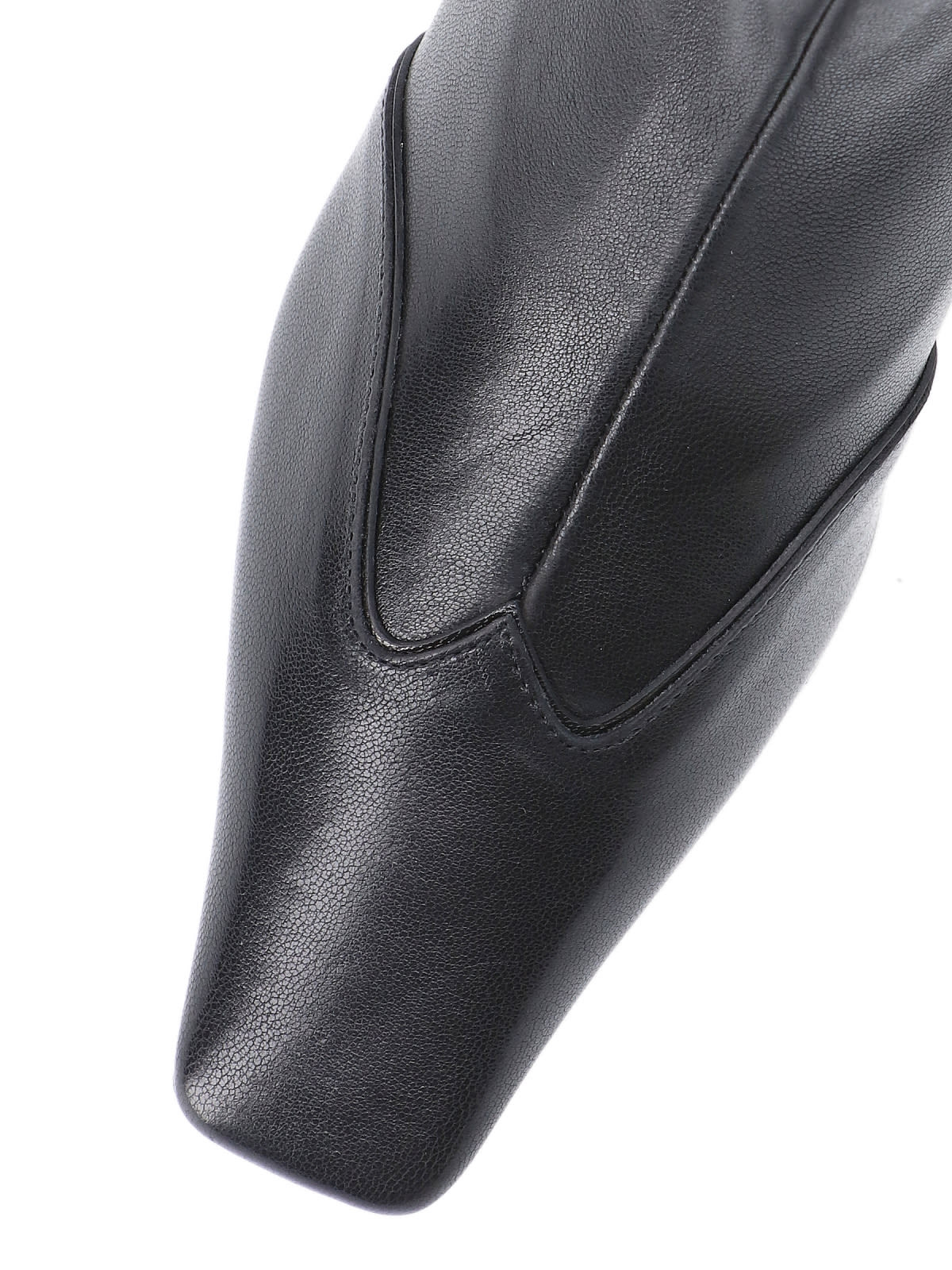 Khaite Square Toe Leather Ankle Boots With Geometric Heel