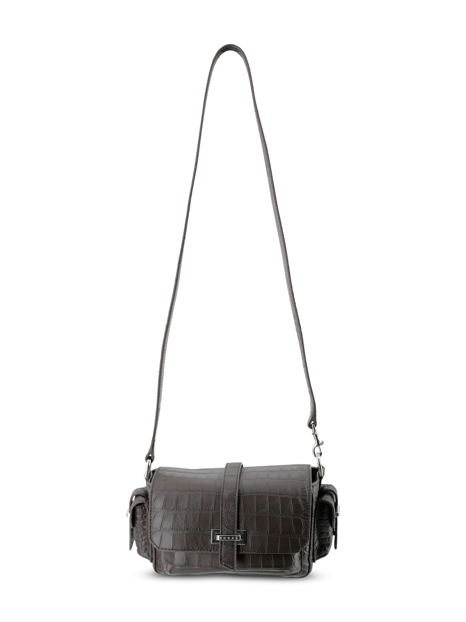 Hogan Flap Bag Crocodile-print Leather In Brown