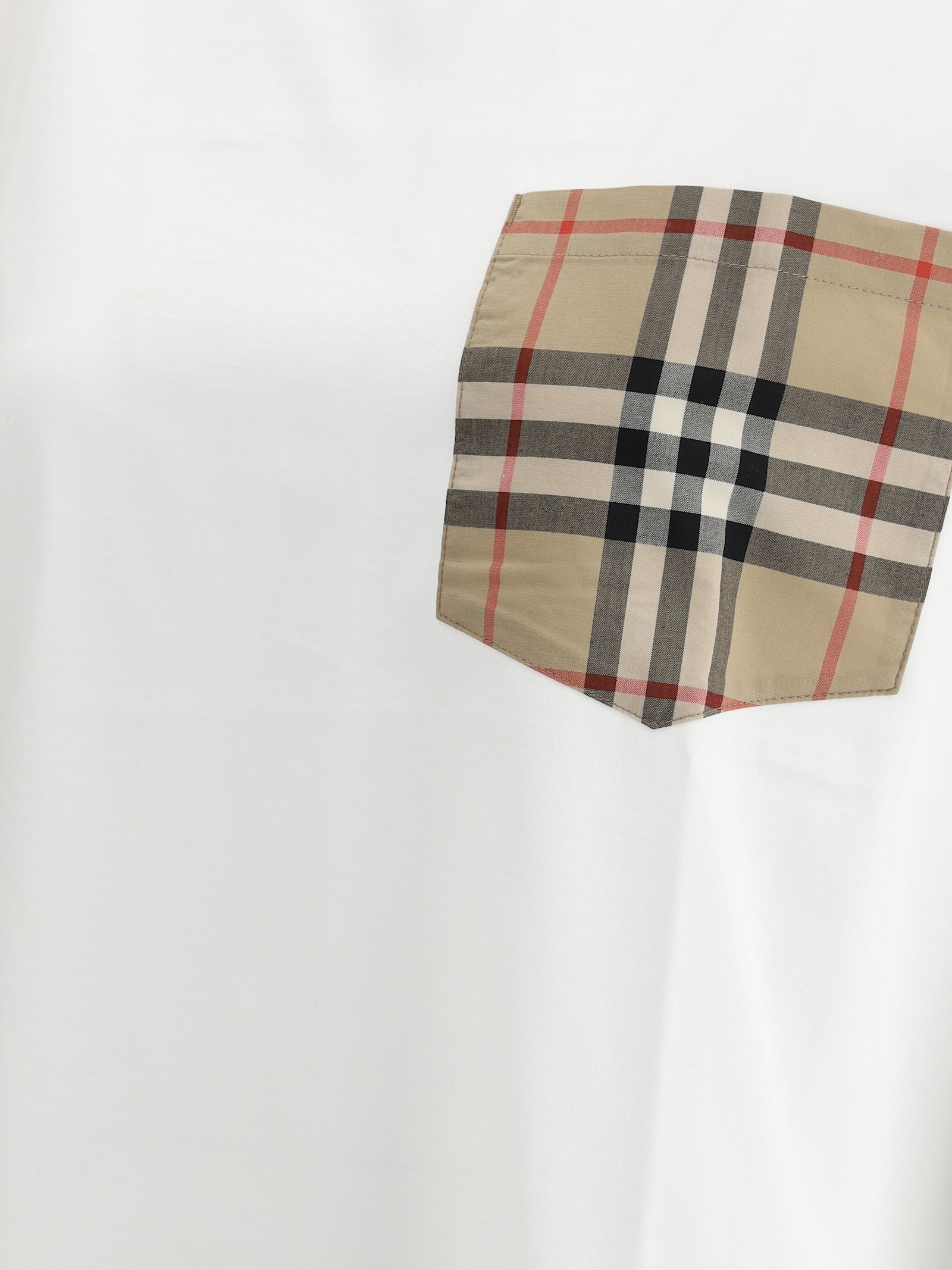 Burberry Women White Jersey Checked Twill-trimmed Cotton-jersey T-shirt Tee Shirt In White