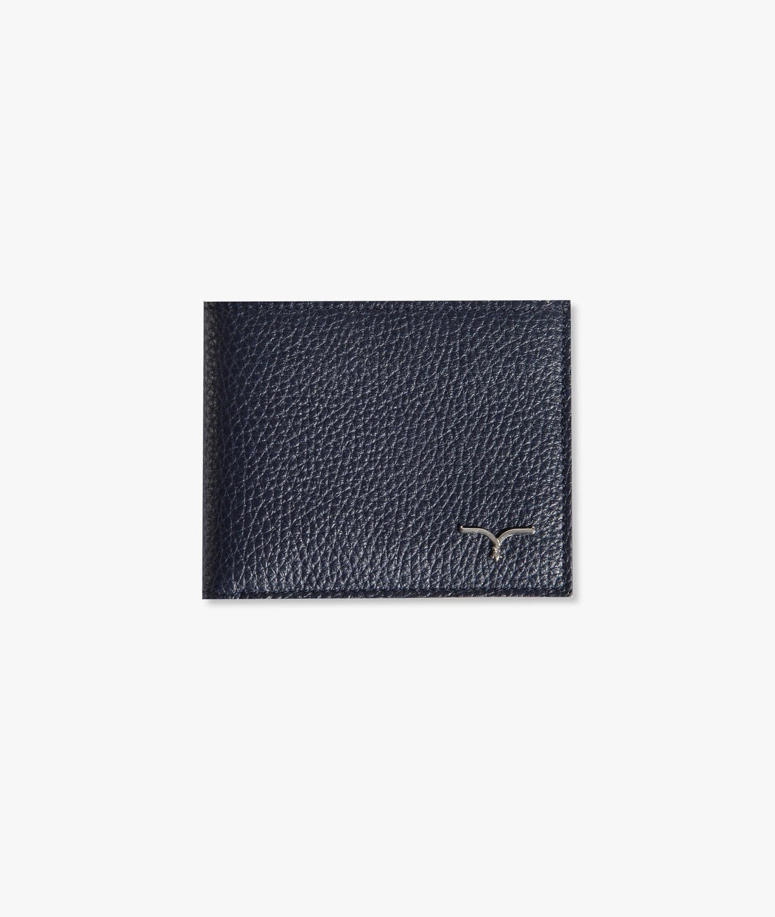 Larusmiani Horizontal Alligator Card Holder Capital Wallet In Blue