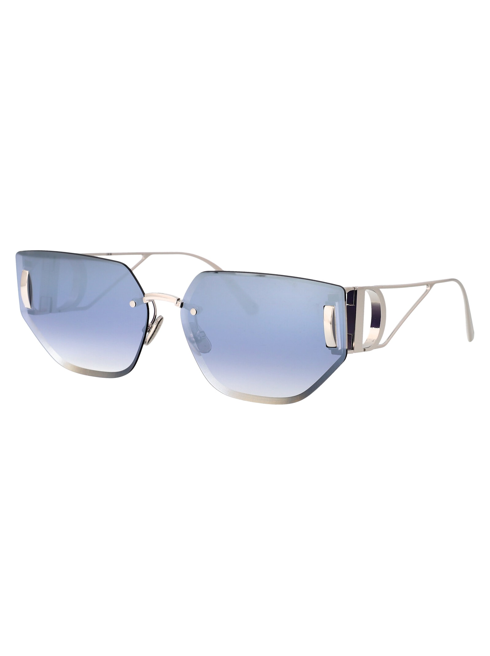 Shop Dior 30montaigne B3u Sunglasses In F0a6 Shiny Palladium / Smoke Mirror