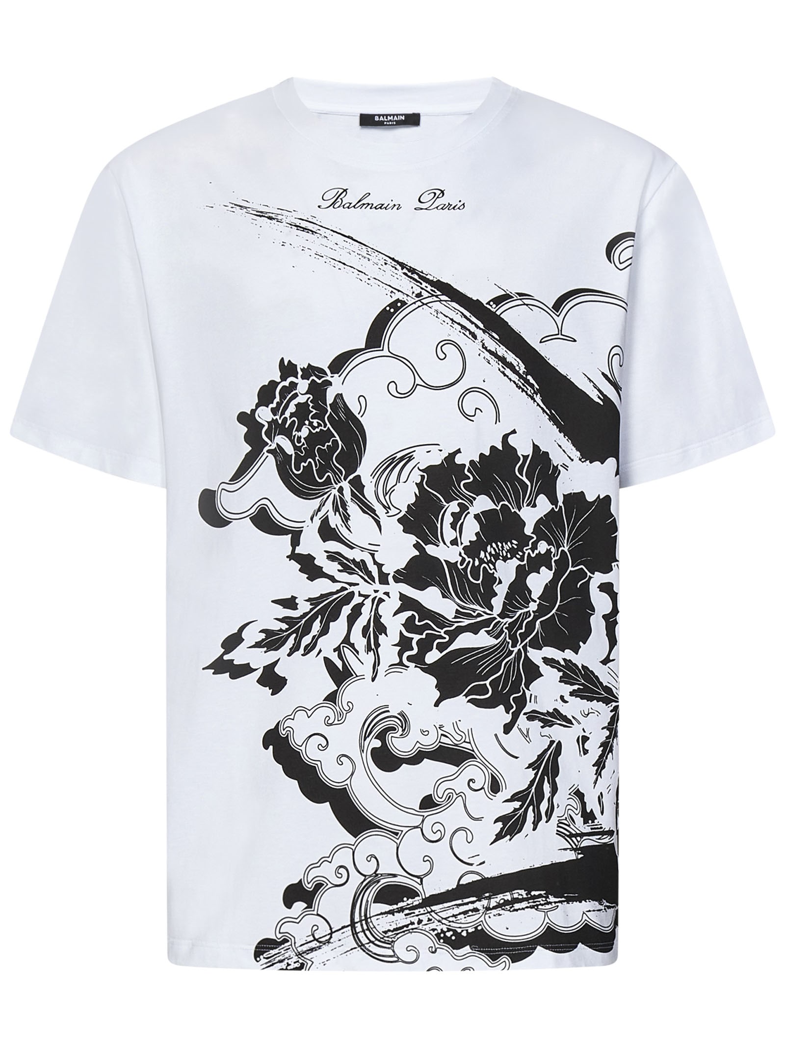 Balmain Flower-print Cotton T-shirt