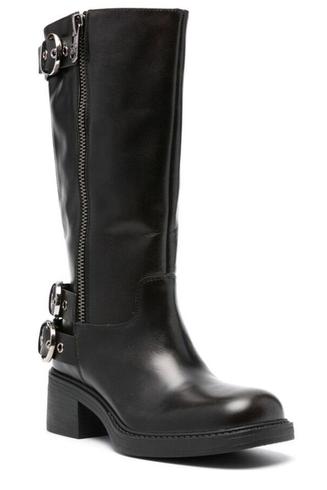 Shop Pinko Buckle Detailed Boots In Black