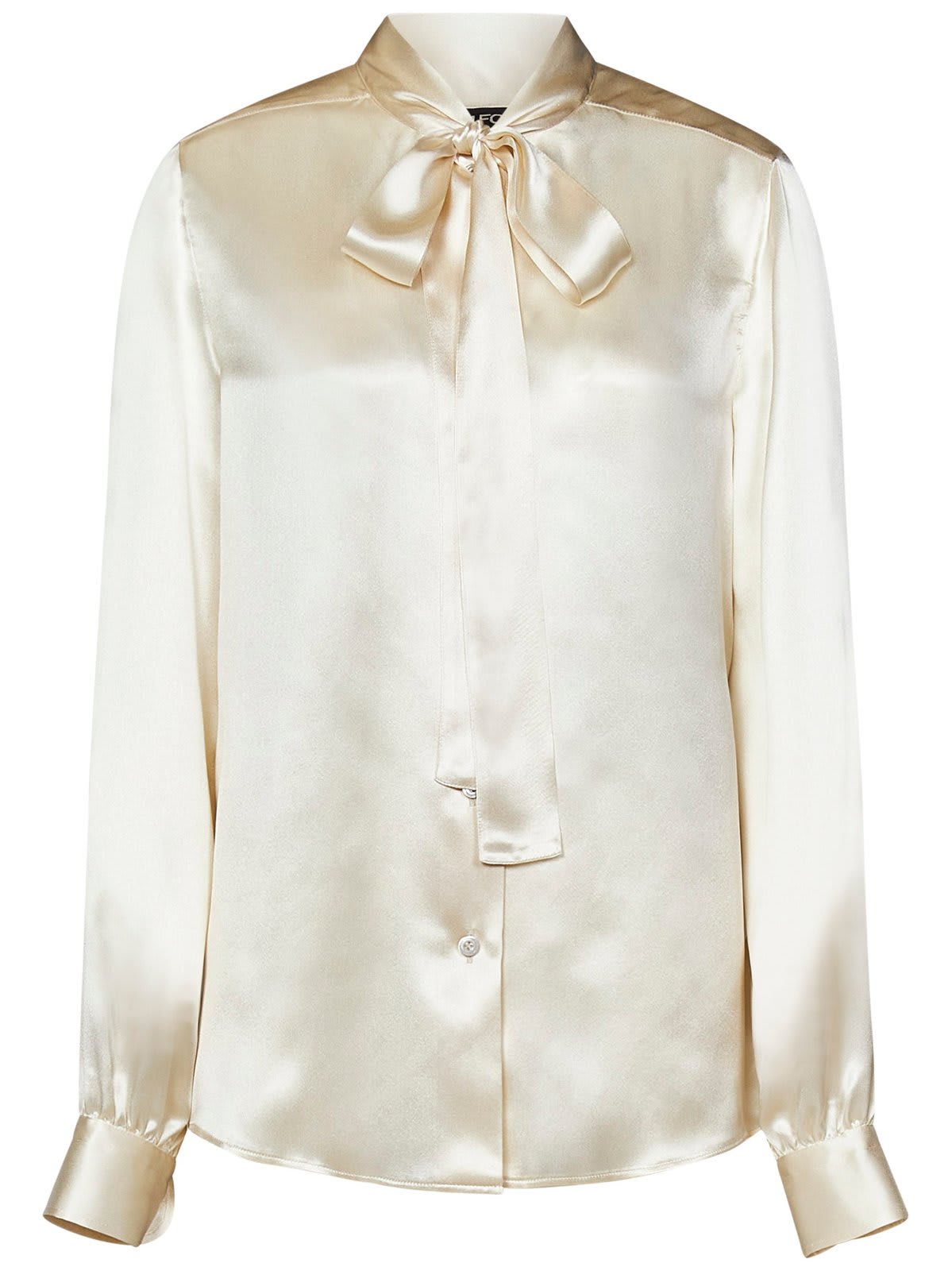 Shop Tom Ford Fluid Charmeuse Lavalliere Shirt In Neutrals