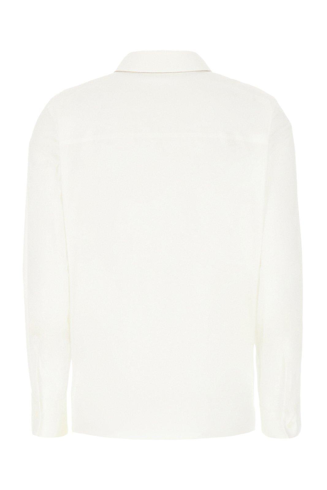 Shop Brunello Cucinelli Monili Chain Detailed Long-sleeved Shirt In Bianco