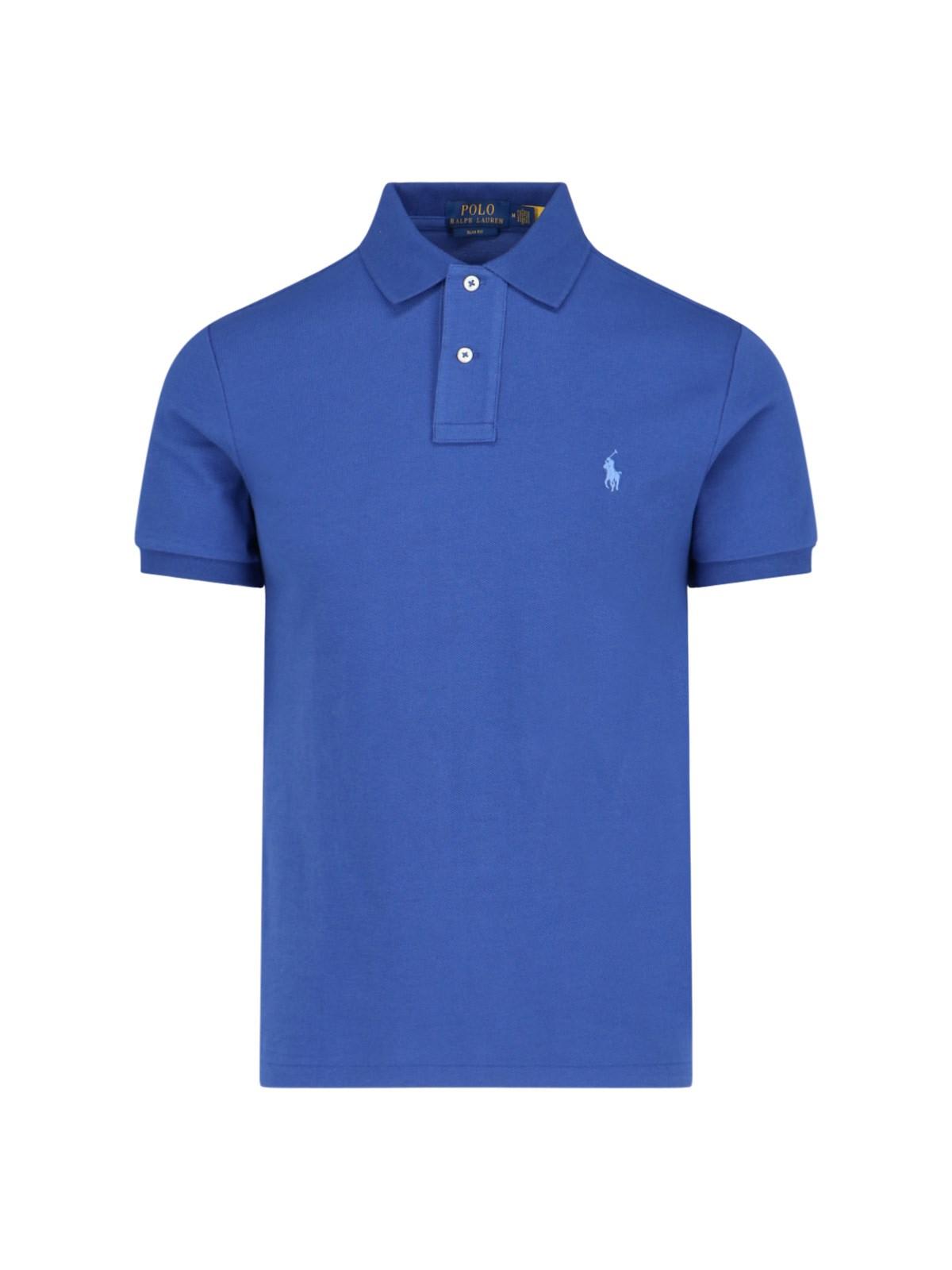 Shop Polo Ralph Lauren Logo Polo Shirt  In Blue